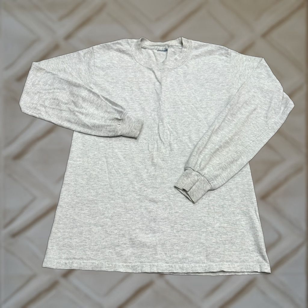 Vintage Unbranded Gray Long Sleeve Crew Neck Shirt Women's Small Cotton Stretch Tee Casual Size S / US 4 / IT 40 - 1 Thumbnail