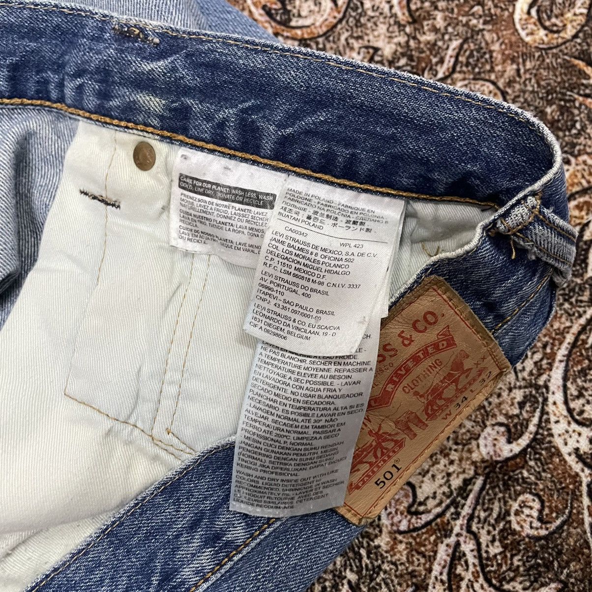 Levi's Vintage Clothing 🔥Vintage Levis 501 Stoned Washed Ripped Distress Dirty Denim Size US 34 / EU 50 - 17 Thumbnail
