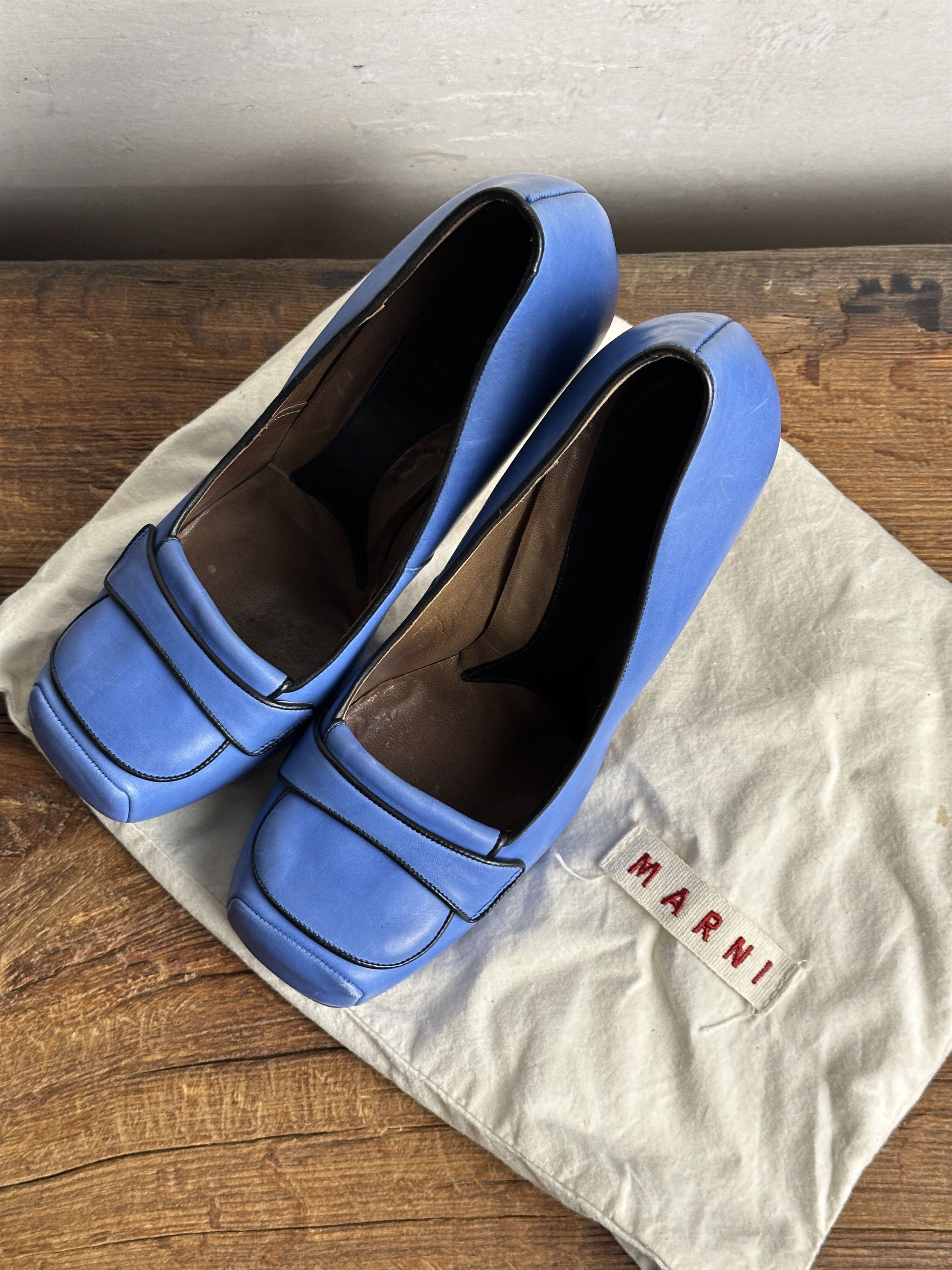 Marni Marni Blue Leather Platform Loafer Pumps Size US 10 / IT 40 - 4 Thumbnail