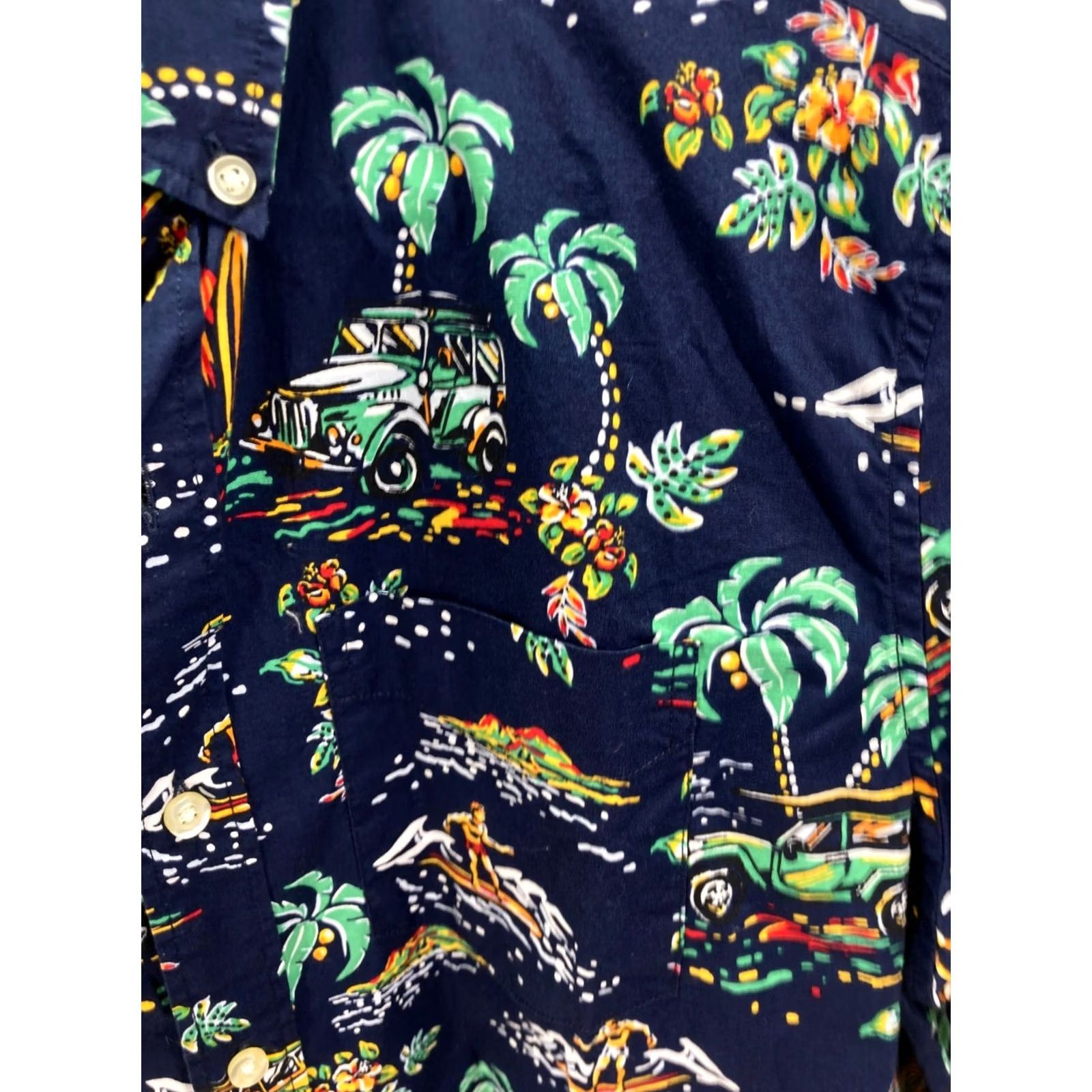 Gap Gap Hawaiian Shirt Mens Medium Blue Palm Tree Graphic Short Sleeve Button-Up Plunge into Beach Style Size US M / EU 48-50 / 2 - 6 Thumbnail