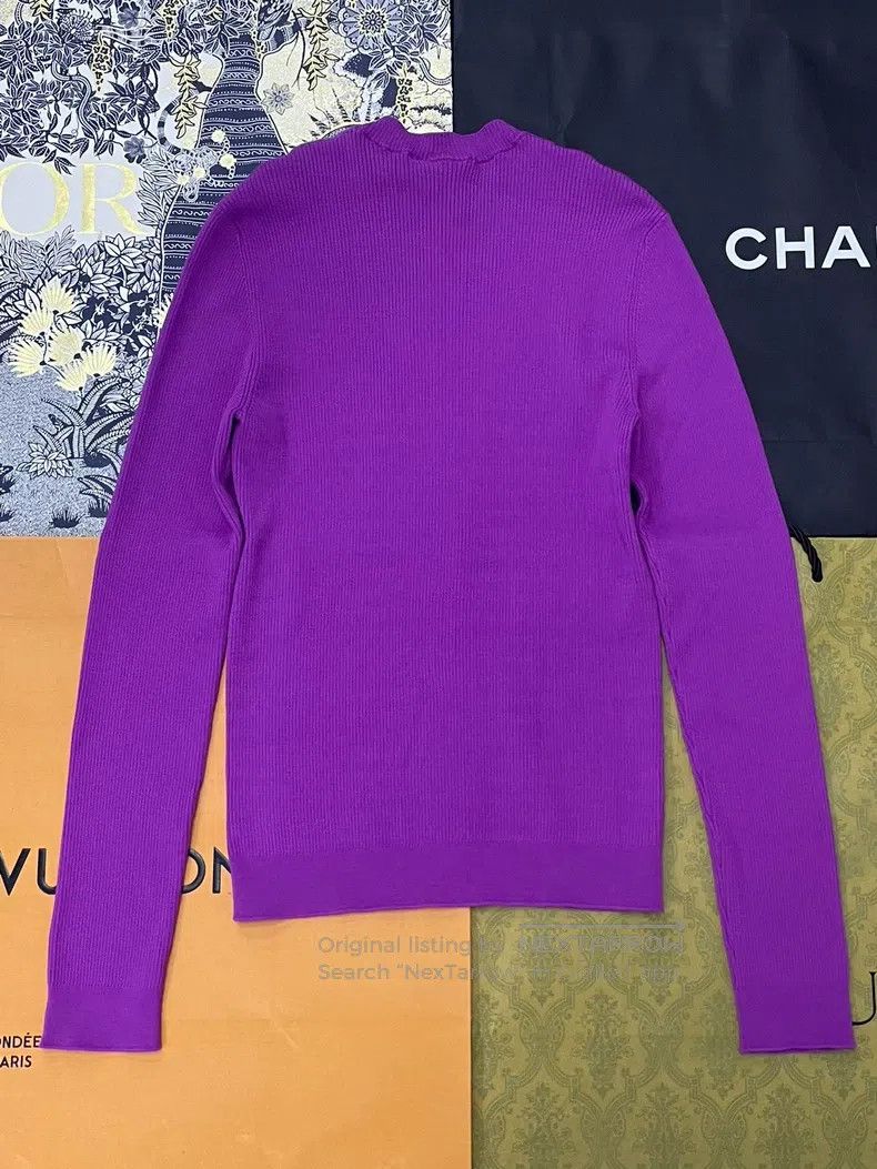 Chanel Chanel Purple double C wool knitted long sleeves Size XS / US 0-2 / IT 36-38 - 3 Thumbnail