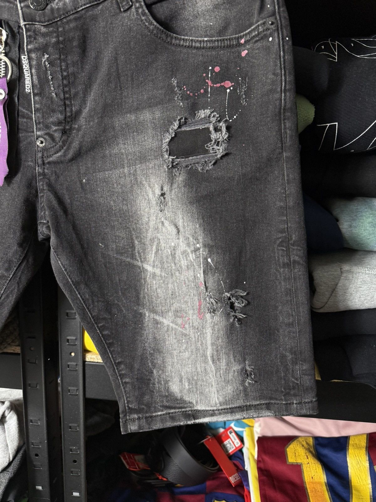 Dsquared2 Dsquared2 Distressed Denim Shorts Paint Splatter Black Size US 32 / EU 48 - 3 Thumbnail