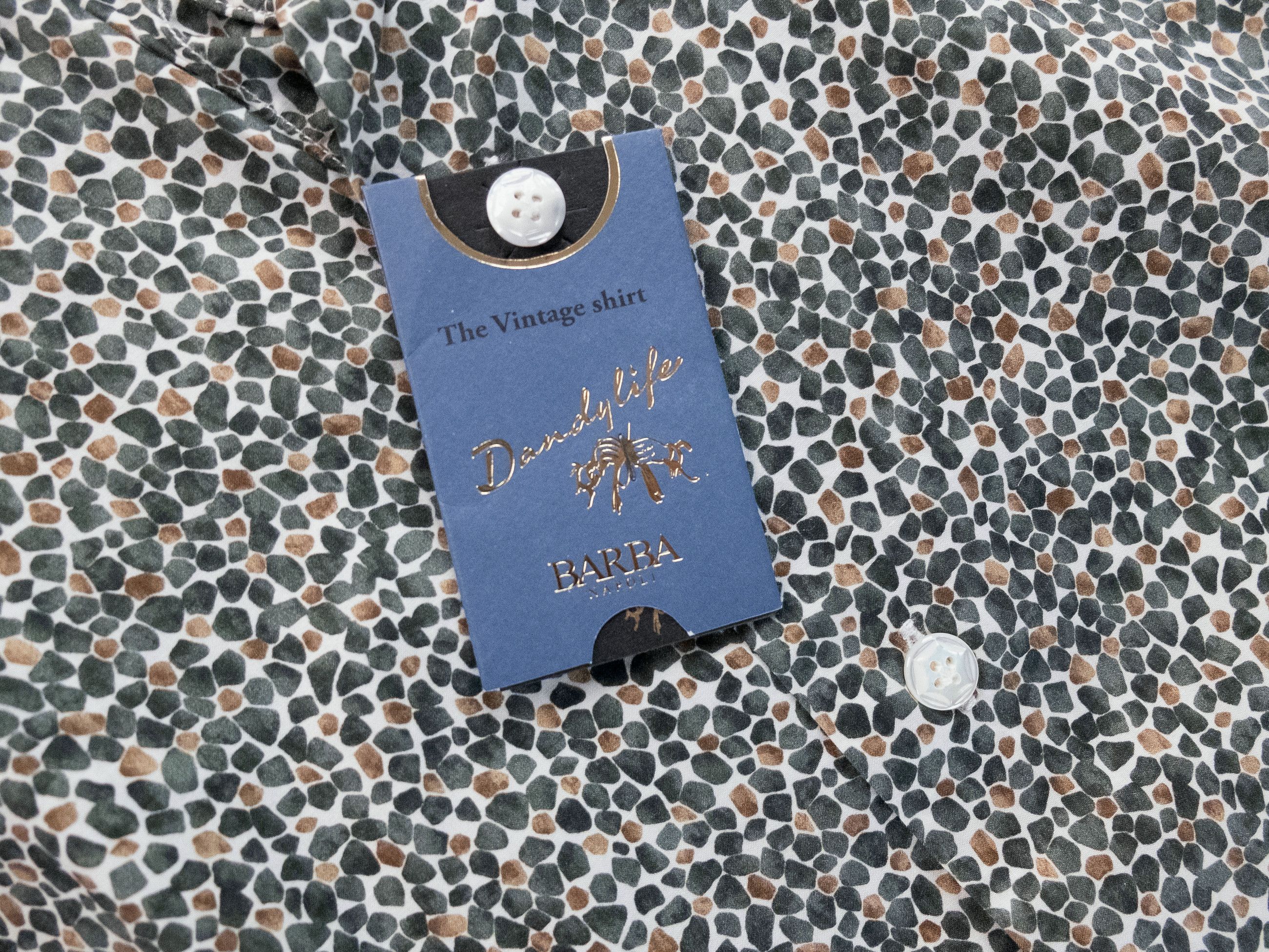 Barba Napoli BARBA Napoli Dandy Life green pebbles print shirt 43 / 17 Size US XL / EU 56 / 4 - 3 Thumbnail
