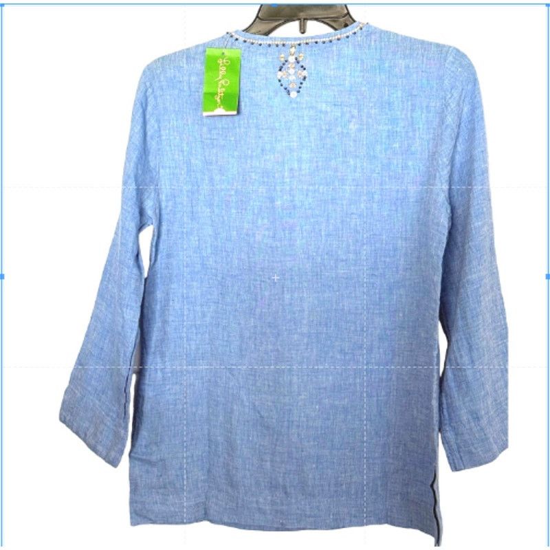 Lilly Pulitzer Lilly Pulitzer Amelia Island Blouse Bennet Chambray XS $178 Size XS / US 0-2 / IT 36-38 - 3 Thumbnail