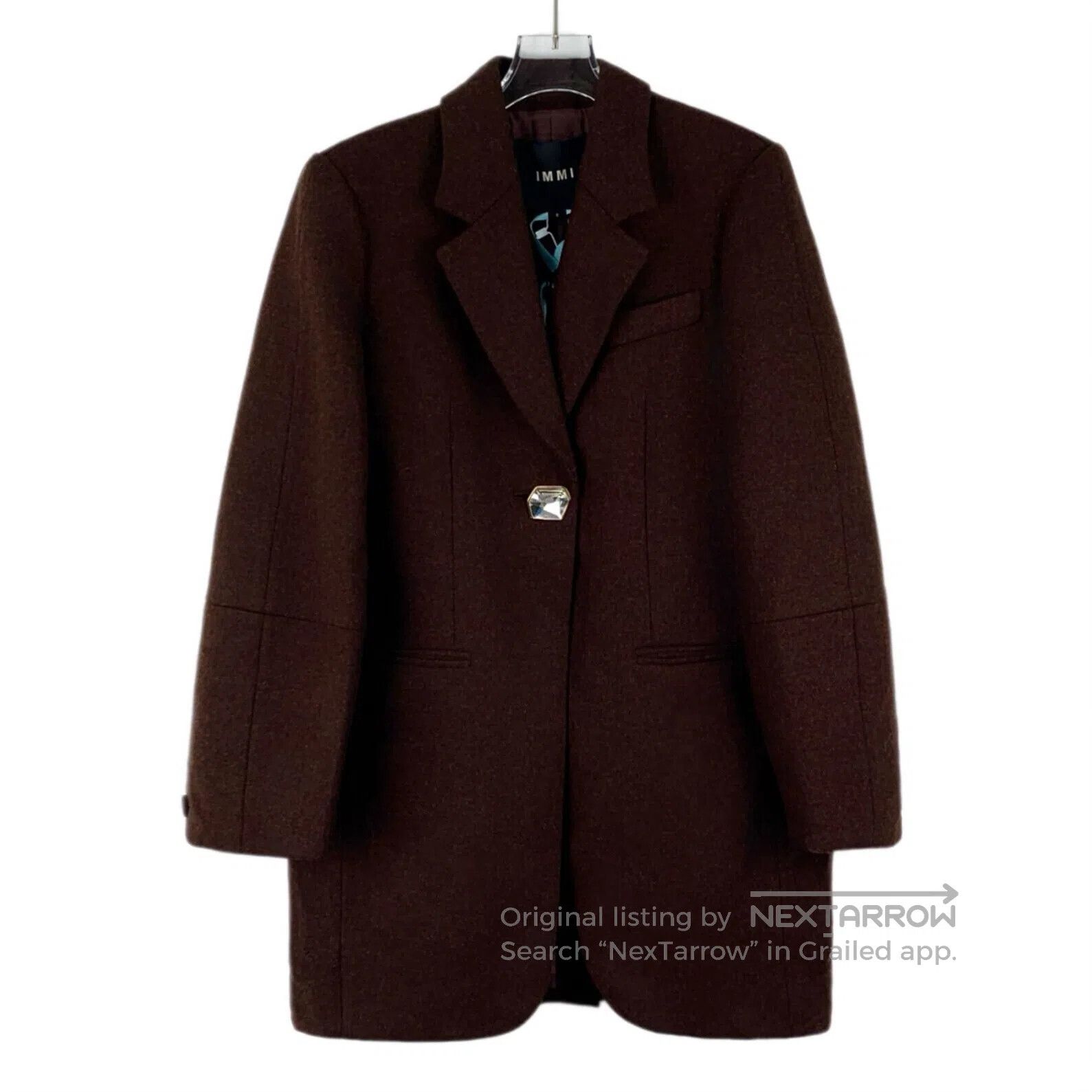 IMKING IMMI Burgundy cashmere wool lapel long-sleeve wool coat| Size US XS / EU 42 / 0 - 1 Thumbnail