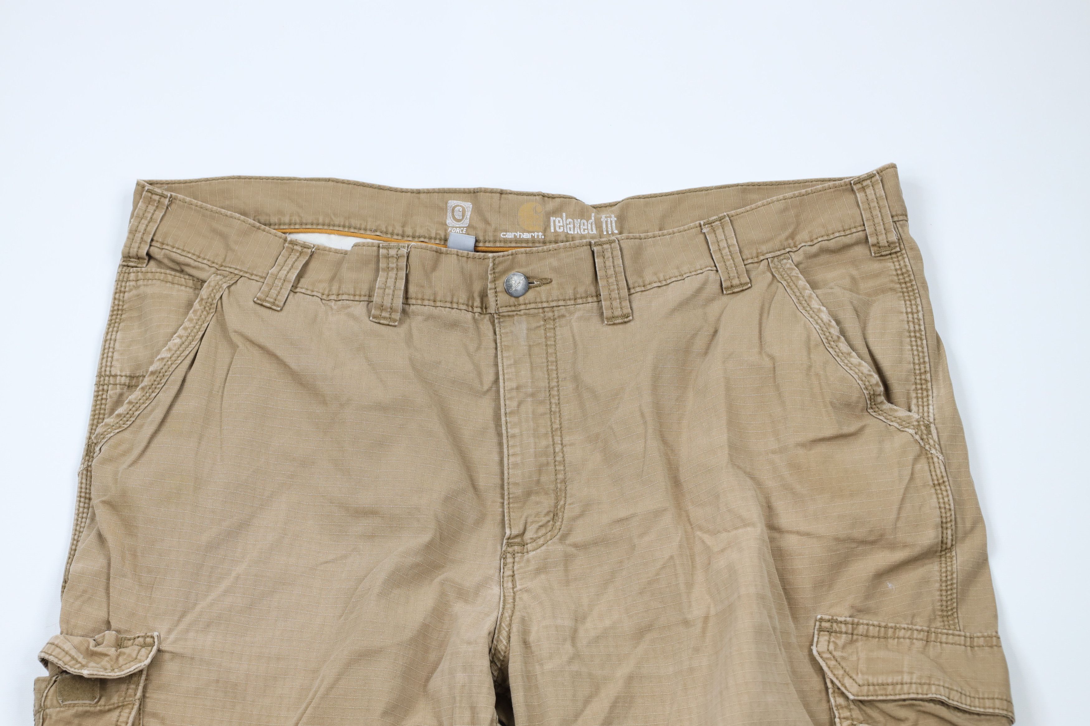 Carhartt × Vintage Vintage Carhartt Fit Ripstop Wide Leg Cargo Pants Beige Size 44 - 2 Thumbnail
