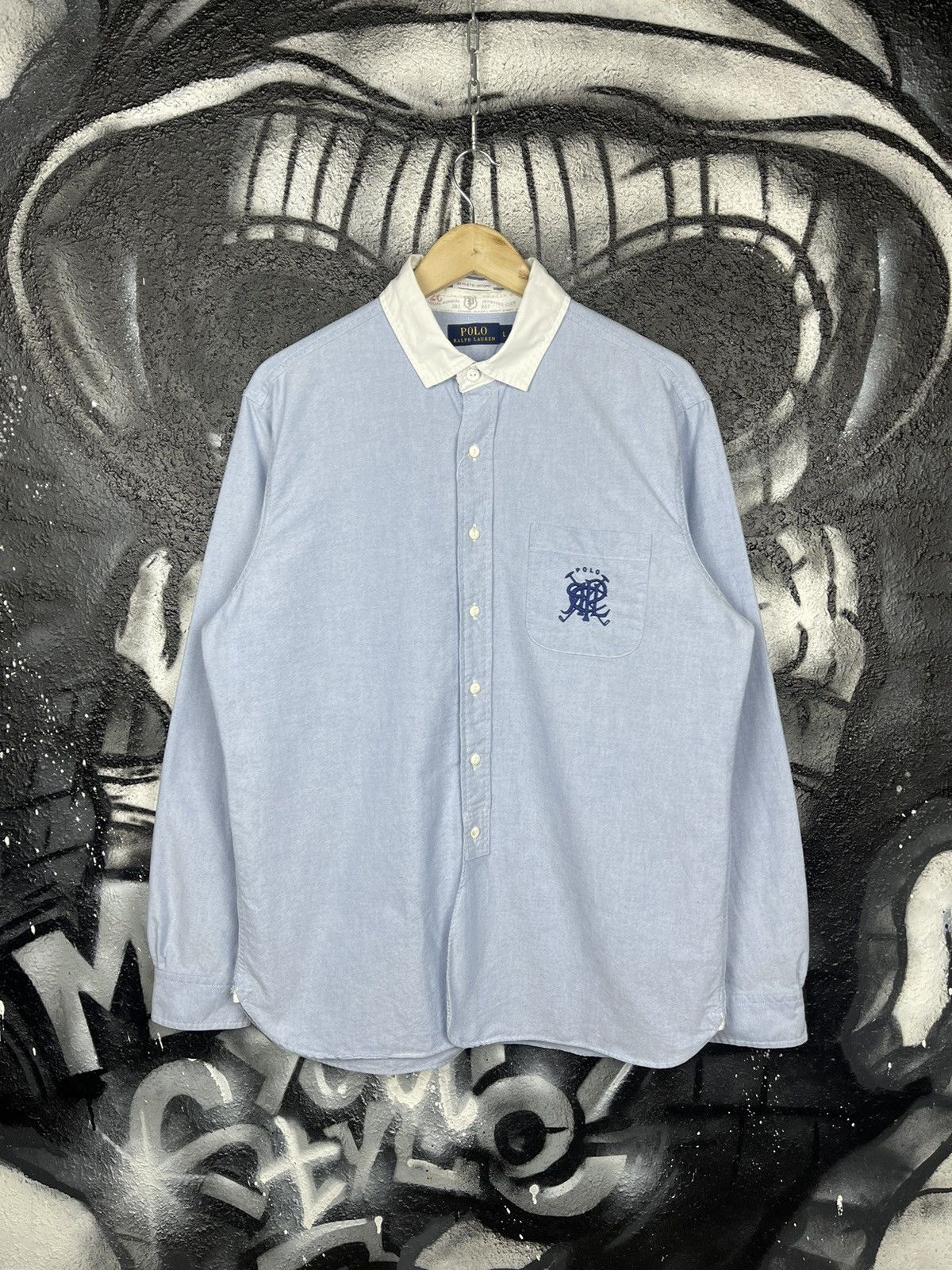 Polo Ralph Lauren Polo Ralph Lauren White Rugby Oxford Blue Shirt Men’s Size L Size US L / EU 52-54 / 3 - 2 Thumbnail