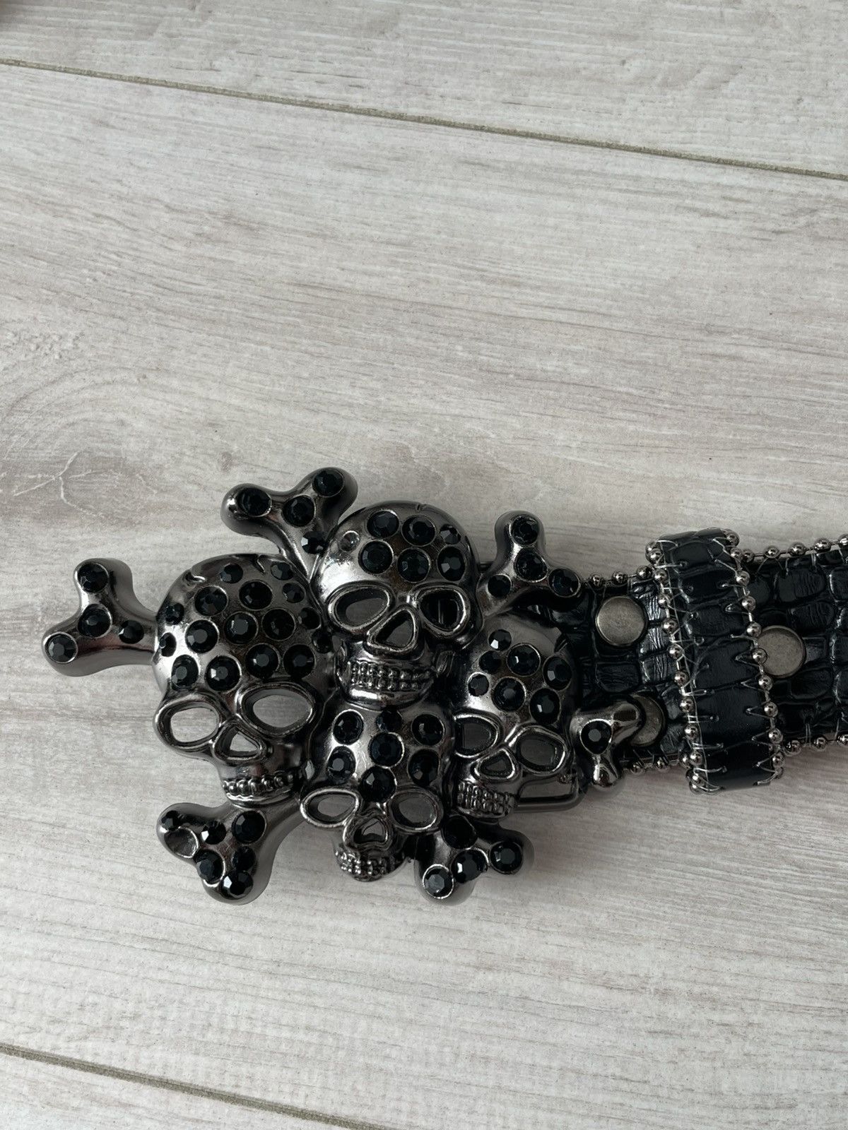 Japanese Brand Vintage Y2K Skull Japanese Black Strasses Style Belt Size ONE SIZE - 4 Thumbnail