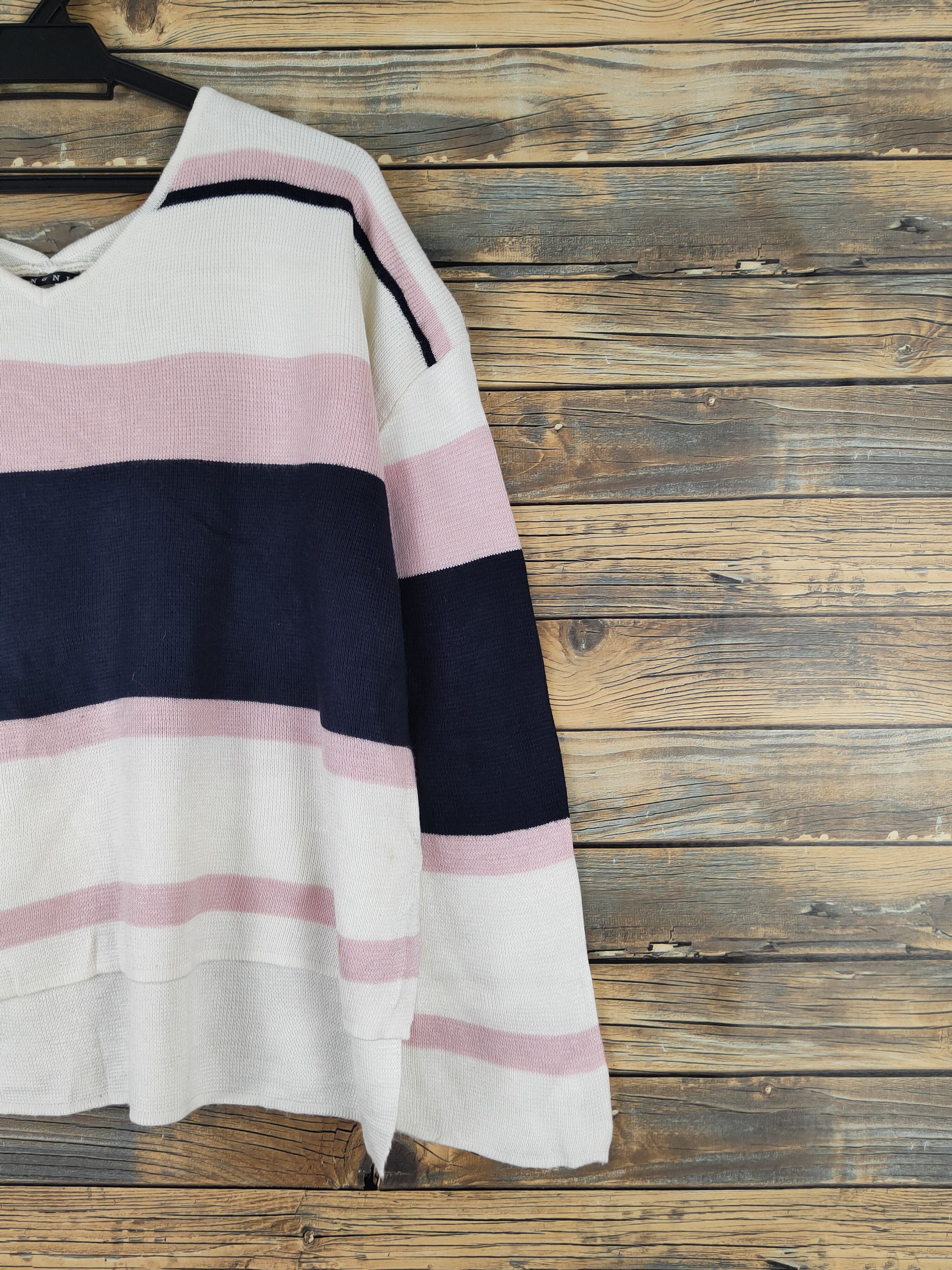 Japanese Brand Ingni Pink Ivory Stripe Knitwear Long Sleeve T-shirts #W2024 Size M / US 6-8 / IT 42-44 - 5 Thumbnail