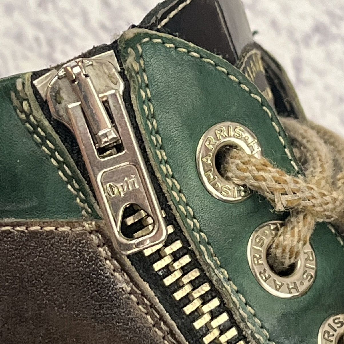 Designer Harris Polacchini Brown Green leather hi top sneakers shoes Size US 8.5 / EU 41-42 - 10 Thumbnail
