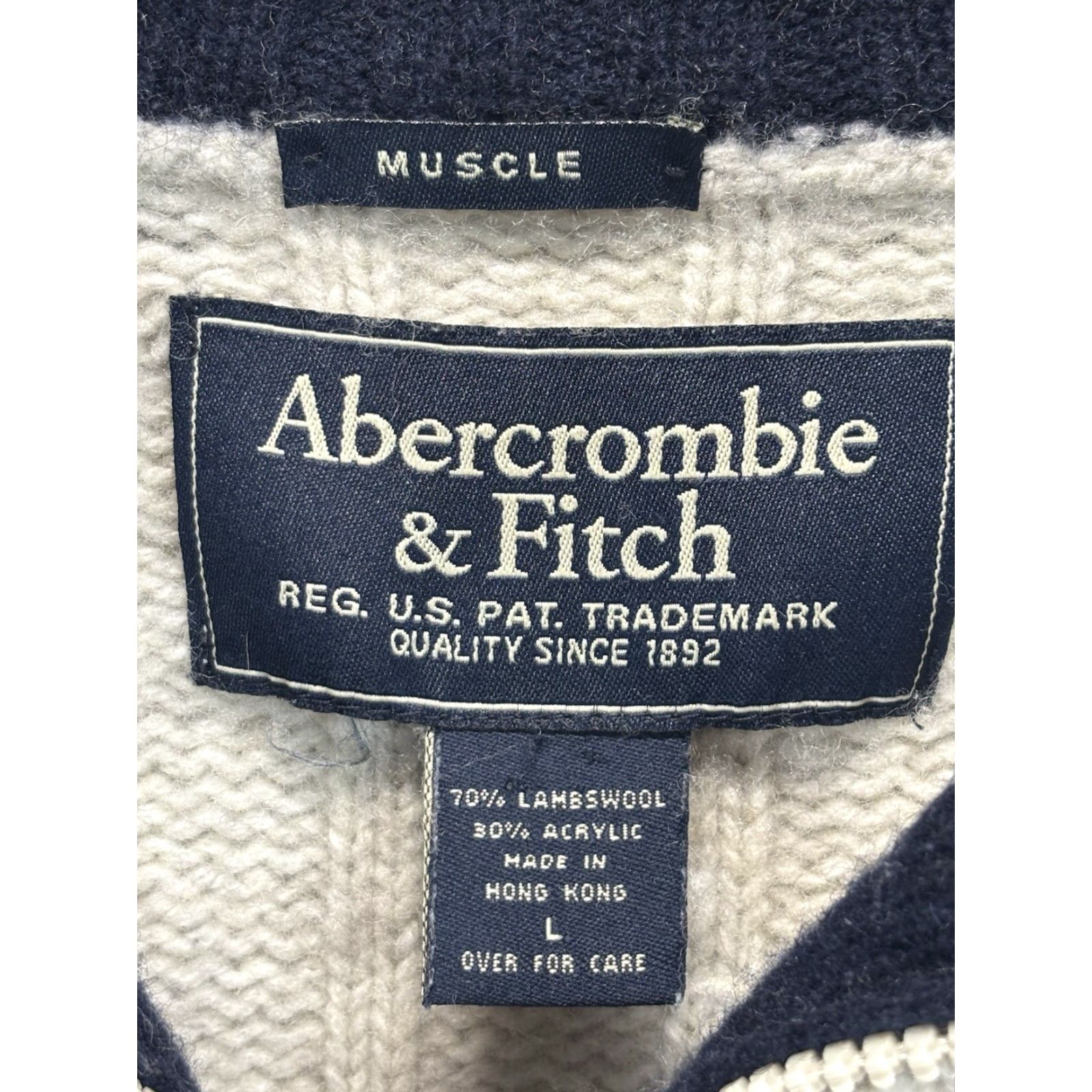 Abercrombie & Fitch VINTAGE Abercrombie & Fitch Sweater Men’s M Grey Be%ige Wool Blend Mock Neck Long Sleeve Chunky-Knit Pullover Size US M / EU 48-50 / 2 - 5 Thumbnail