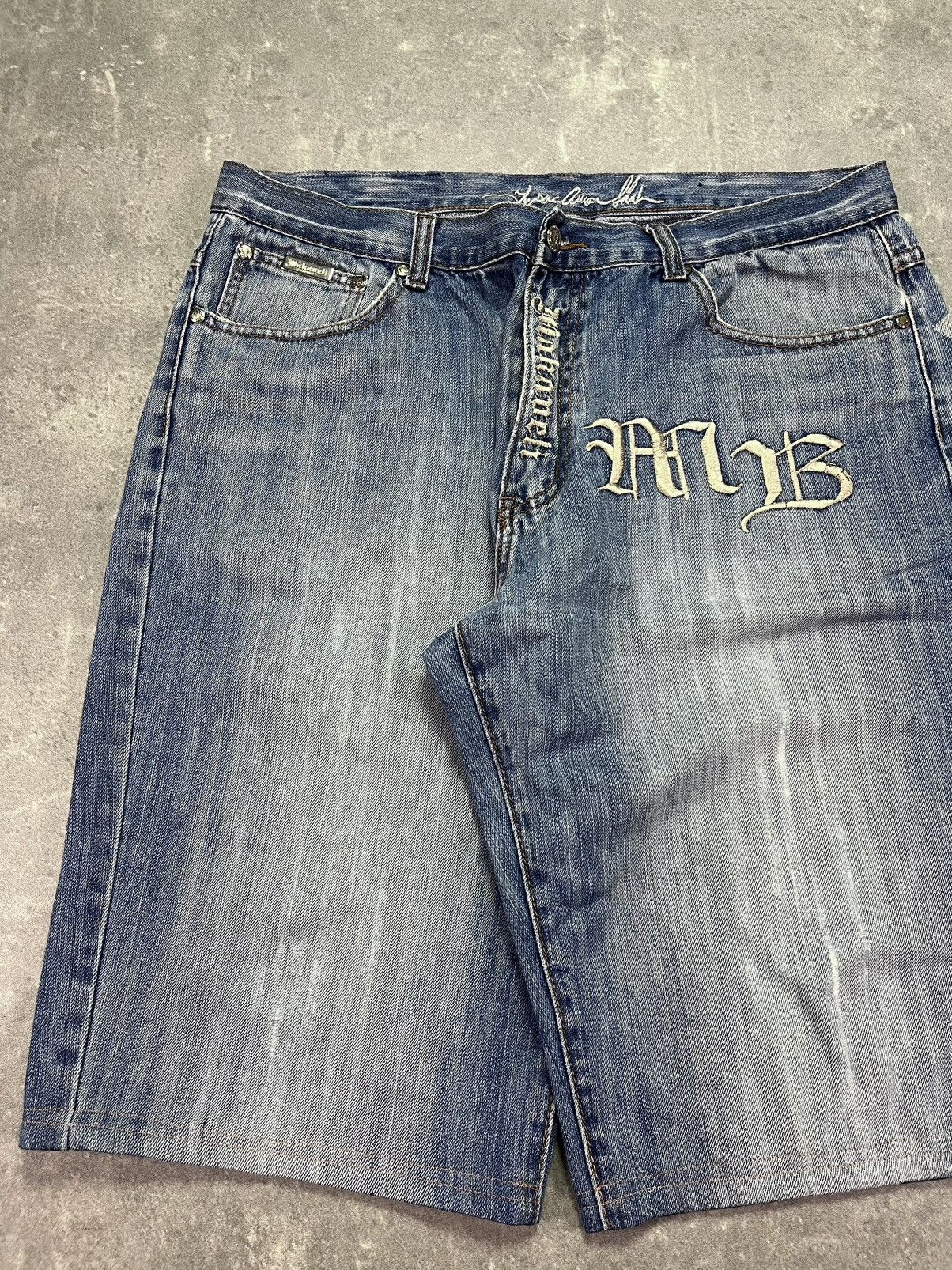 Makaveli Makaveli Fleur De Lis Printed Baggy Denim Shorts Jorts 36 Size US 36 / EU 52 - 3 Thumbnail