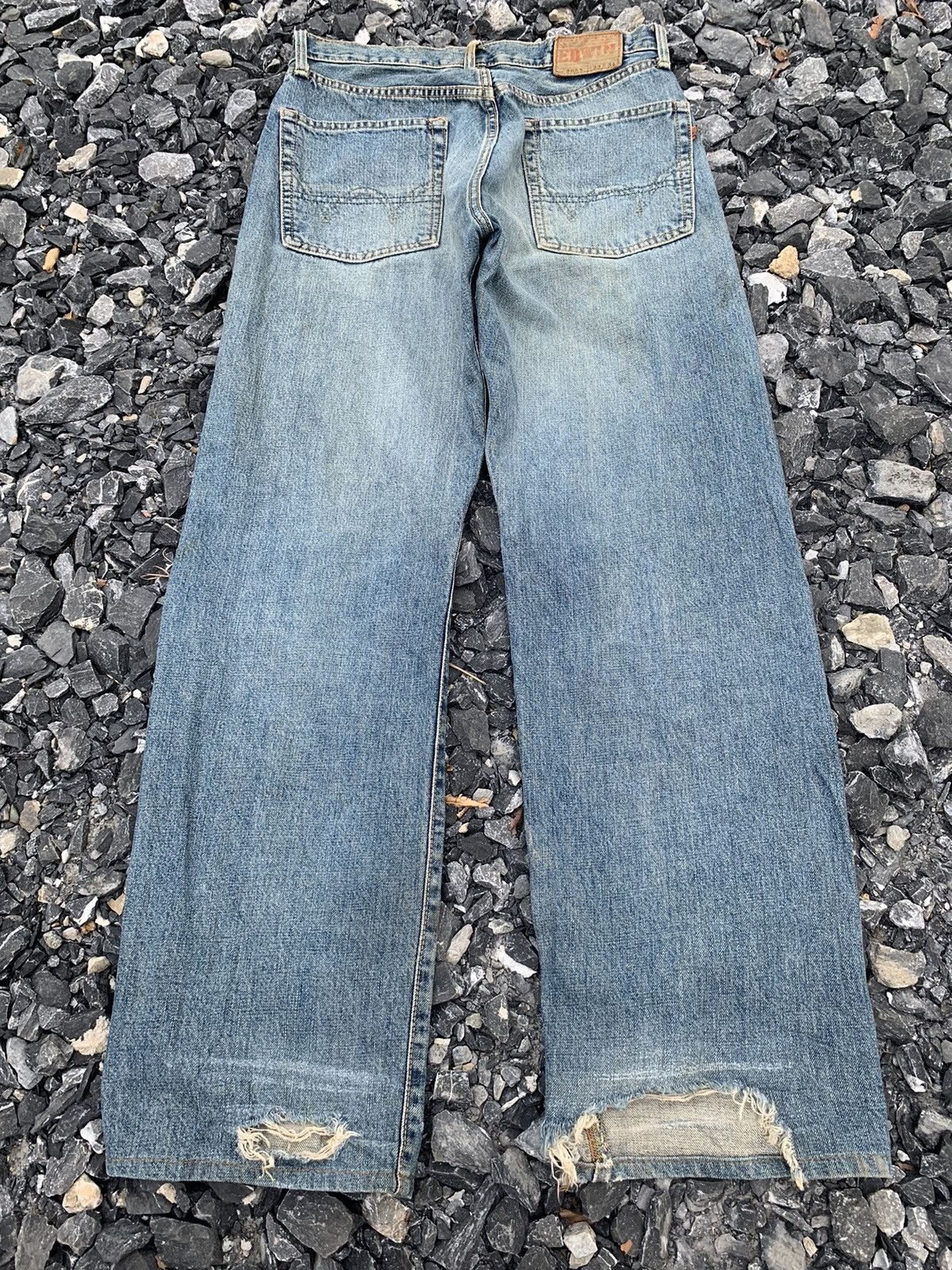 VINTAGE EDWIN 505X BAGGY SELVEDGE FADED DISTRESSED DENIM