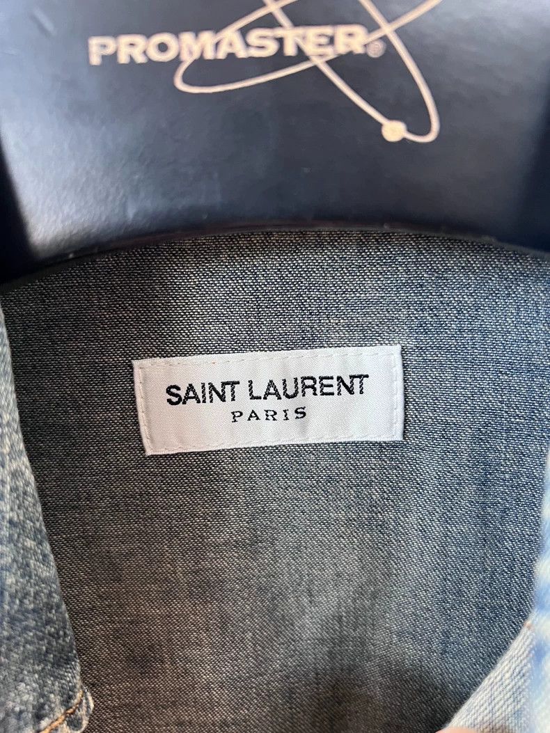 Saint Laurent Paris Saint Laurent Paris Washed Blue Cat Eye Jacket Size US M / EU 48-50 / 2 - 4 Thumbnail