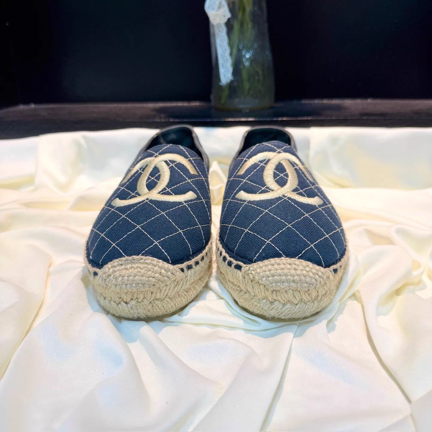 Chanel CHANEL Blue Quilted CC Embroidered Boat Shoes 37 95NEW Size US 6.5 / IT 36.5 - 2 Thumbnail
