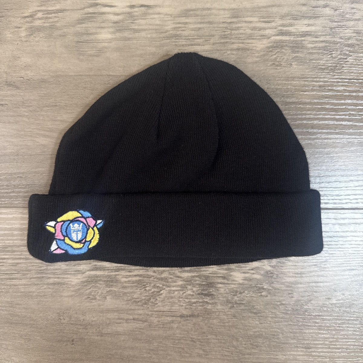 Other Teeqo Black Floral Logo Beanie Size ONE SIZE - 1 Thumbnail