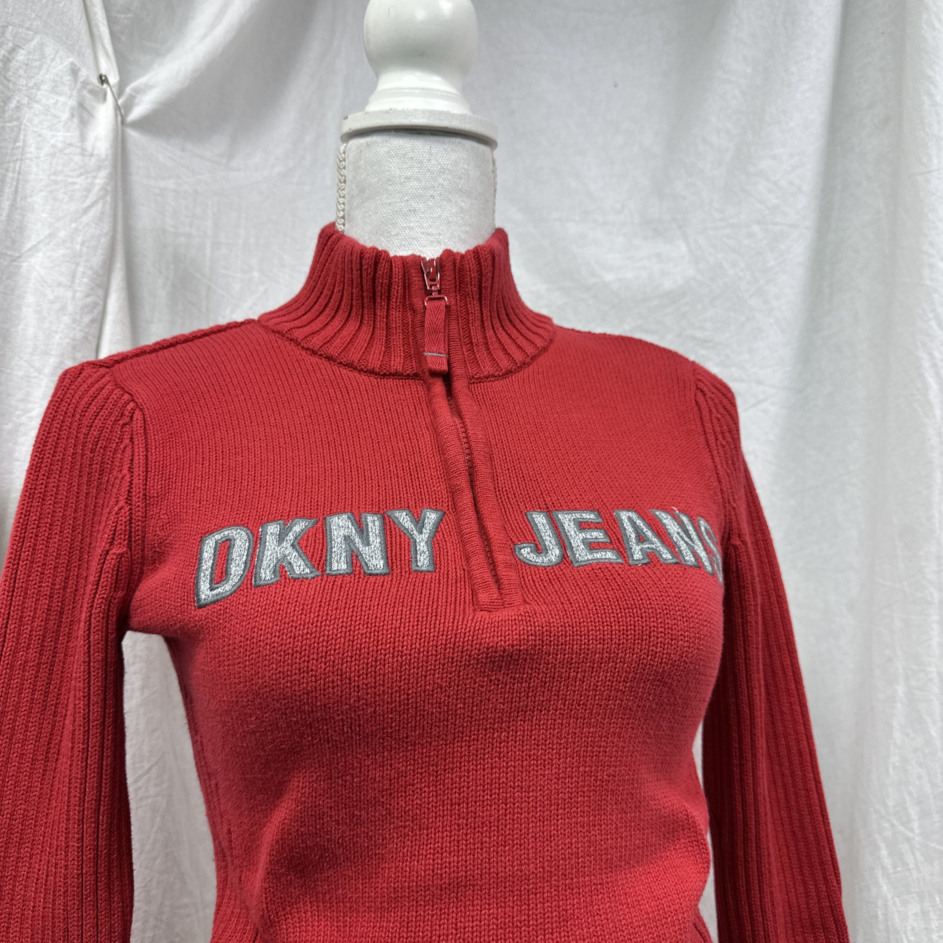 DKNY Vintage Casual Streetwear Ribbed 3/4 Zip Sweater Y2K Size US S / EU 44-46 / 1 - 8 Thumbnail