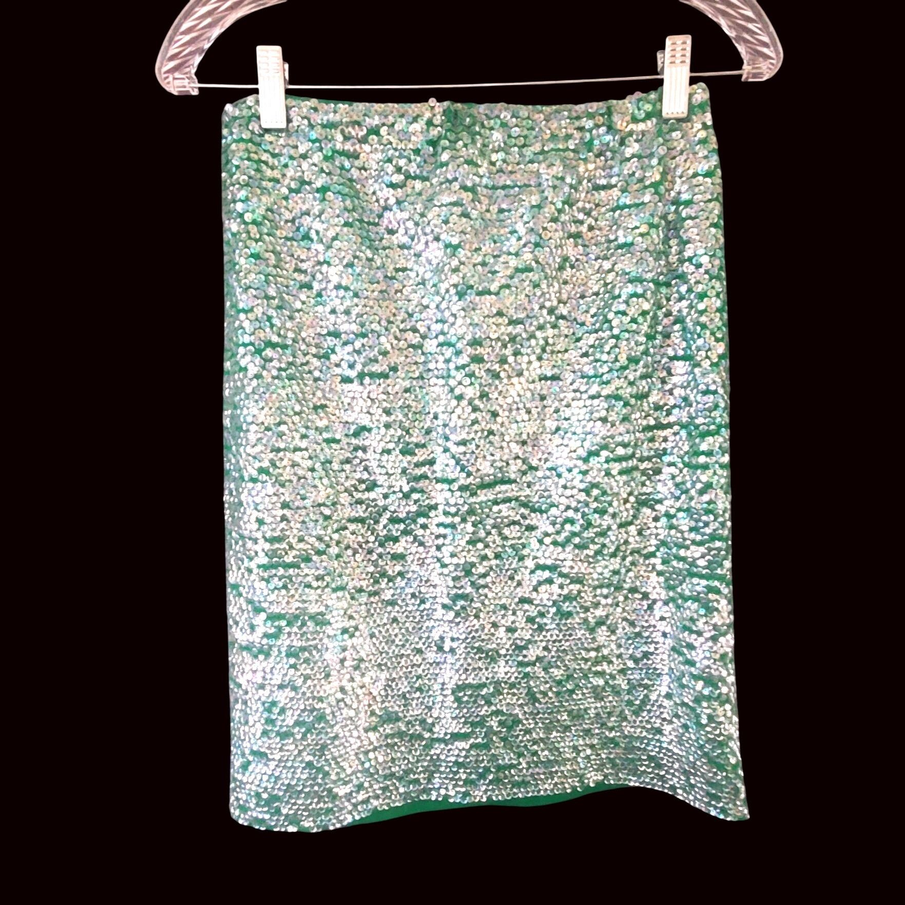 Vintage Vintage Sequin Beaded Green Skirt Set Size L 60s NWOT Cockta Size L / US 10 / IT 46 - 2 Thumbnail