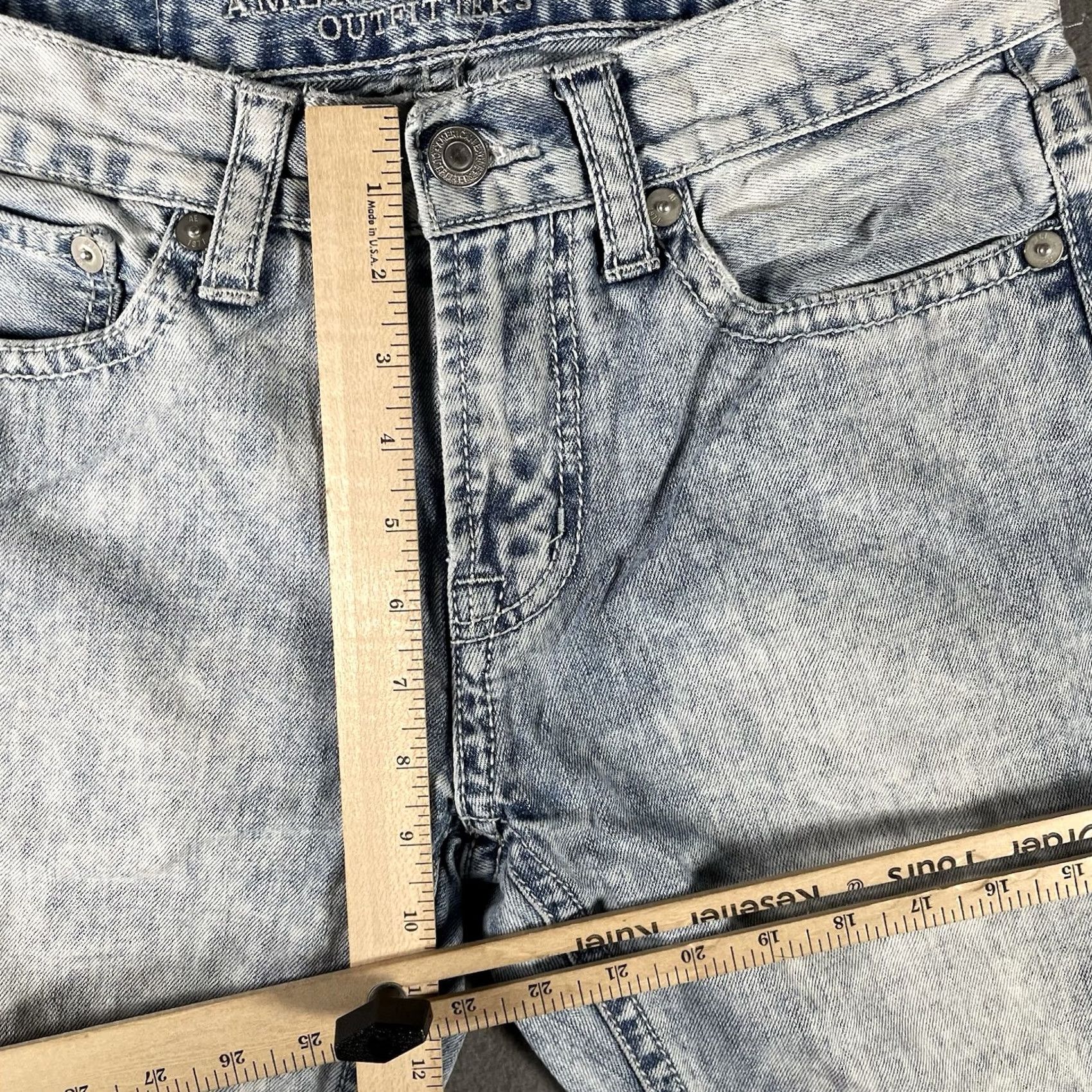 American Eagle Outfitters VINTAGE American Eagle Jeans Mens 28/30 Boot Cut Distressed Light Denim Wash Blue 5-Pocket Mens Jeans Size US 28 / EU 44 - 6 Thumbnail