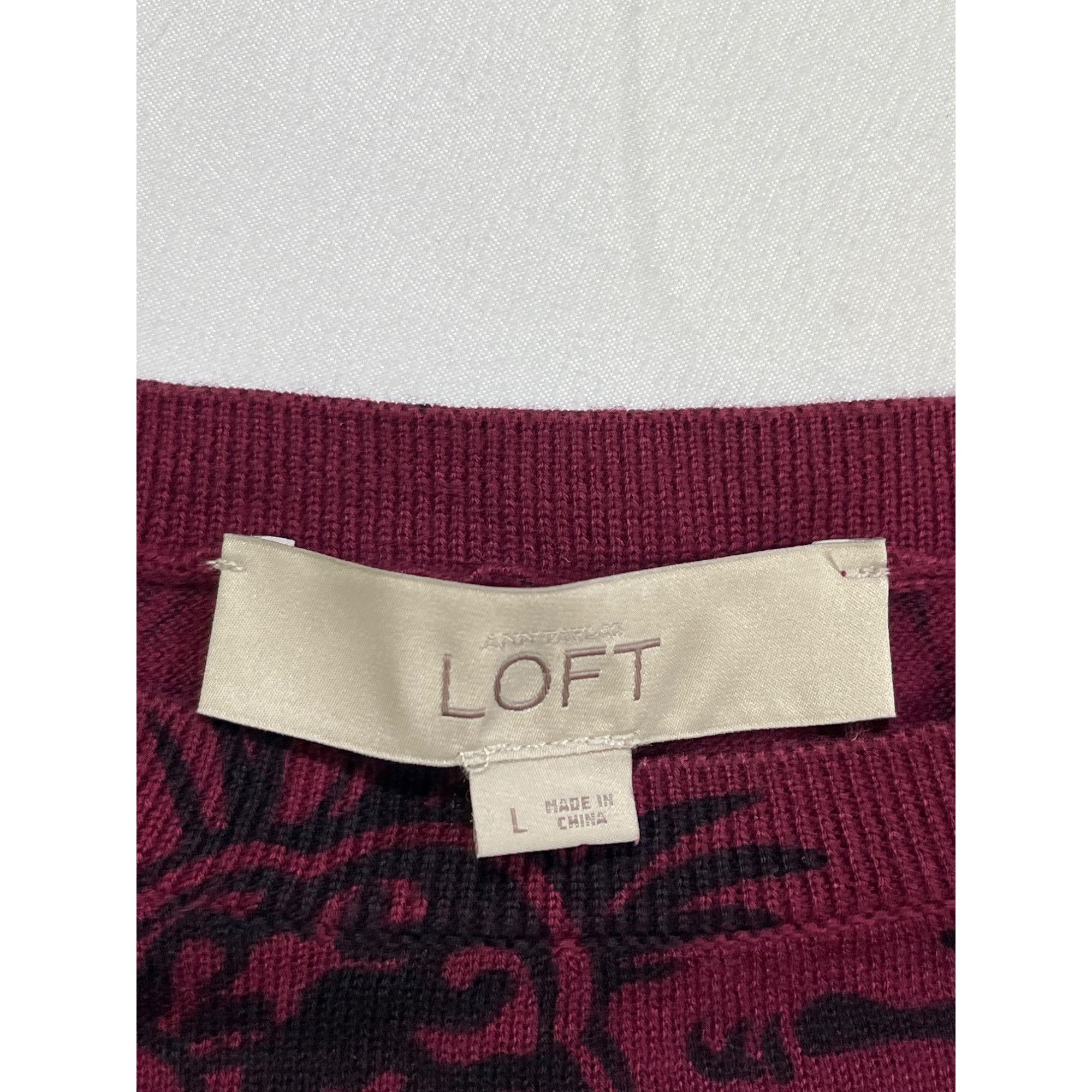 Loft LOFT SKU 7743 Womens Purple and Black Floral Sweater Size L Size L / US 10 / IT 46 - 9 Thumbnail