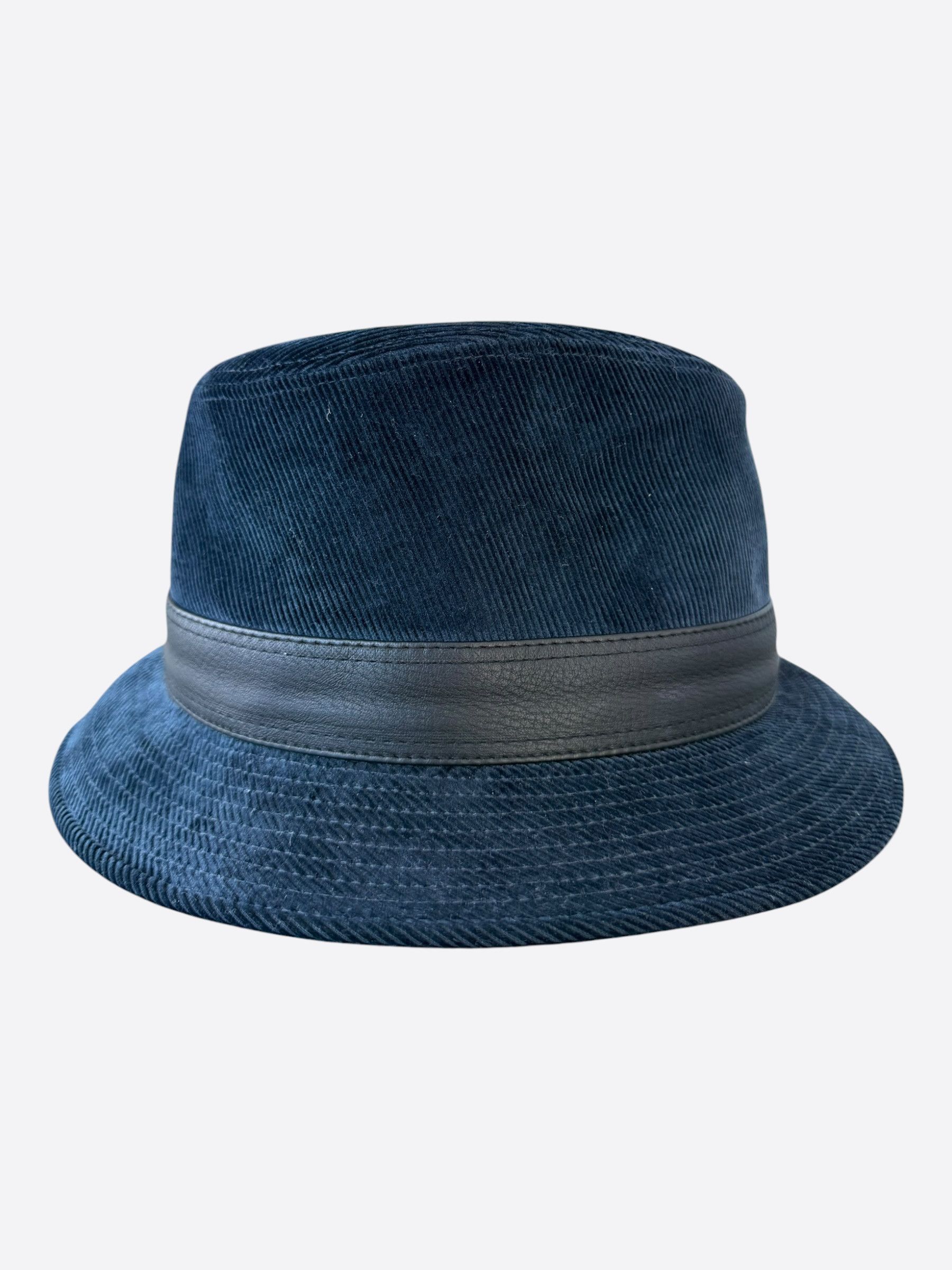 Hermes Hermes Navy & Black Corduroy Fedora Size ONE SIZE - 4 Thumbnail
