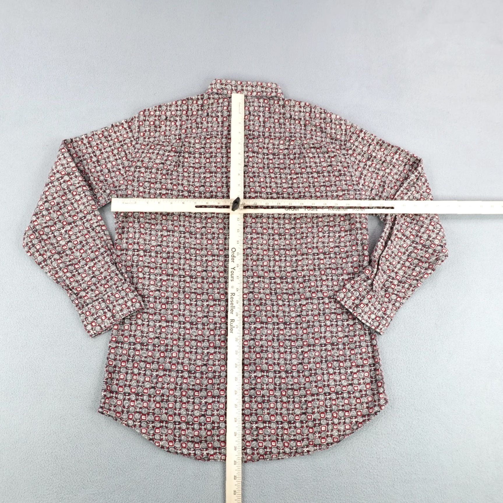 Neiman Marcus VINTAGE Neiman Marcus Shirt Men Medium Red Gray Block Print Button Up Made USA Size US M / EU 48-50 / 2 - 5 Thumbnail