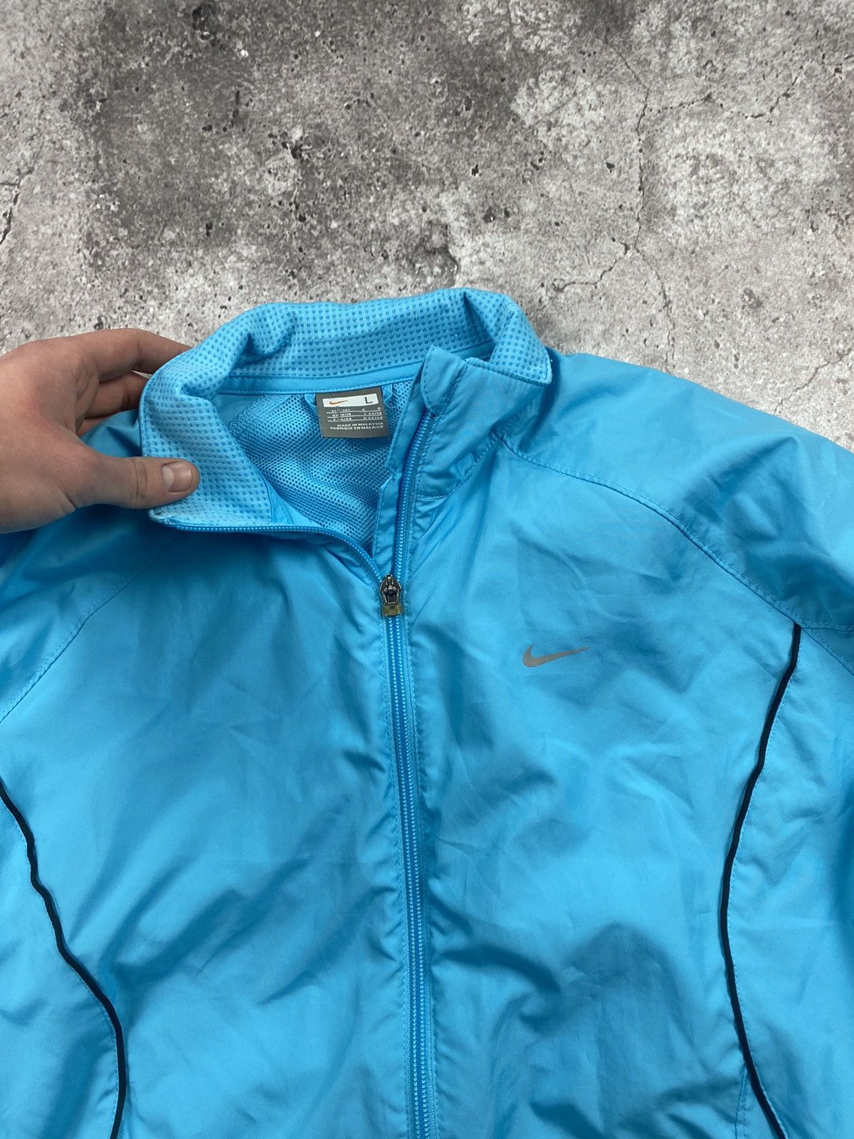 Nike × Vintage Vintage Nike Y2K light blue swoosh drill windbreaker 00’s Size US M / EU 48-50 / 2 - 3 Thumbnail