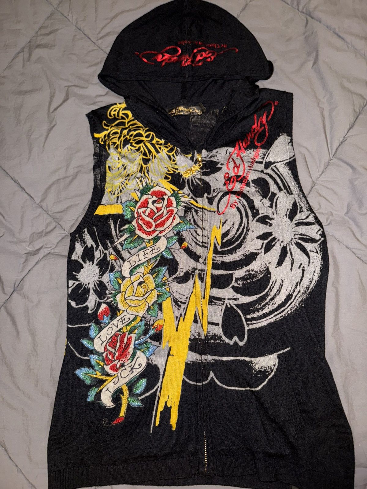 Ed Hardy Christian Audigier Ed Hardy hoodie vest from 2000s NWT Size L / US 10 / IT 46 - 1 Thumbnail