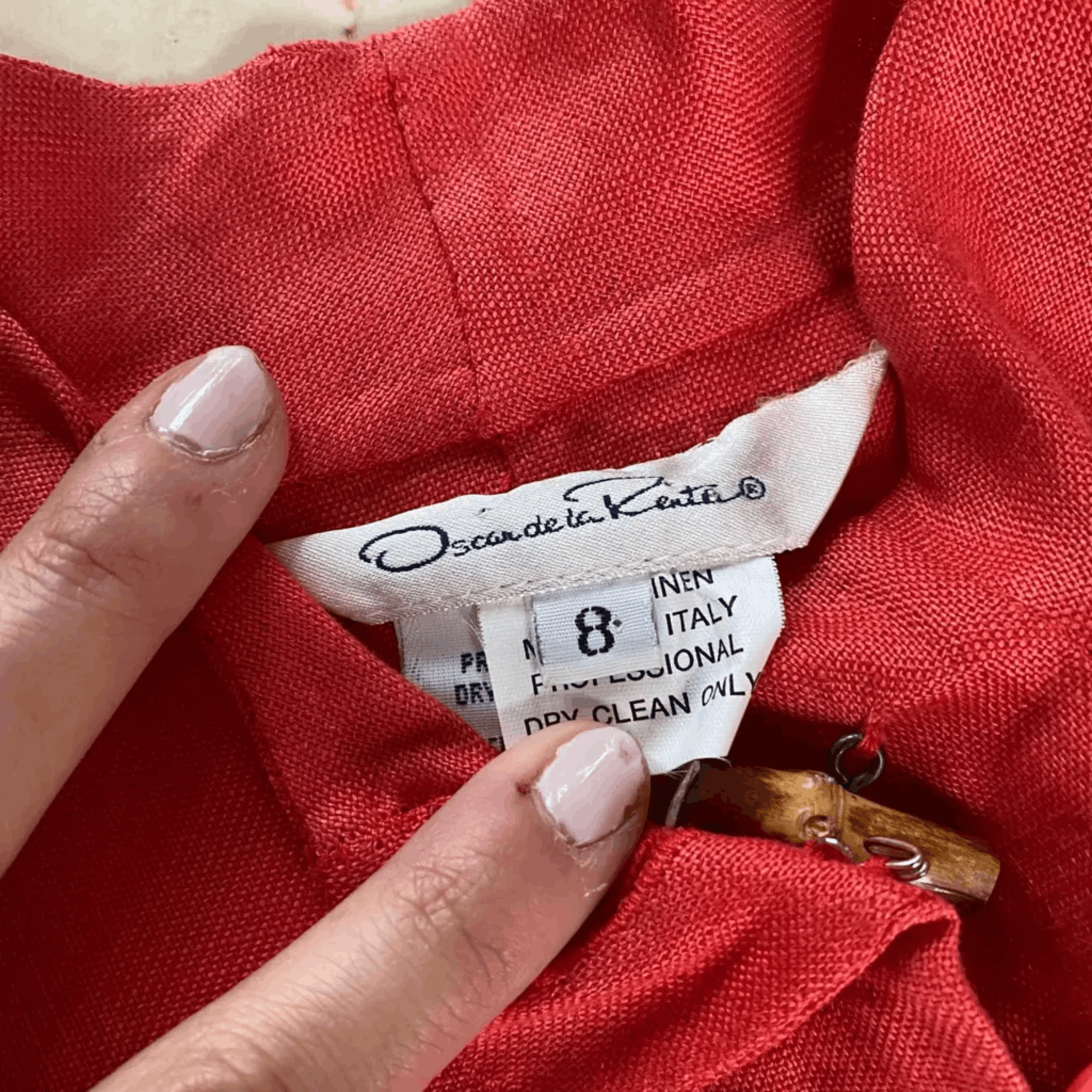 Oscar De La Renta Oscar De La Renta Red Linen Dress – Made in Italy – Size 8 Size M / US 6-8 / IT 42-44 - 4 Thumbnail