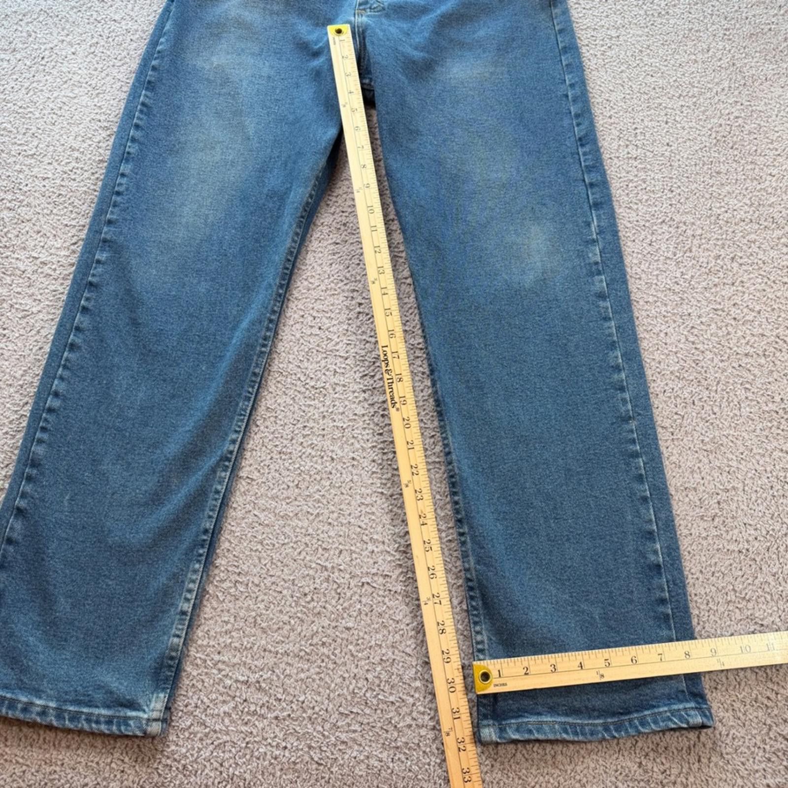 Wrangler Wrangler Jeans 36x32 Mens Straight Leg Blue Medium Wash Size US 36 / EU 52 - 4 Thumbnail