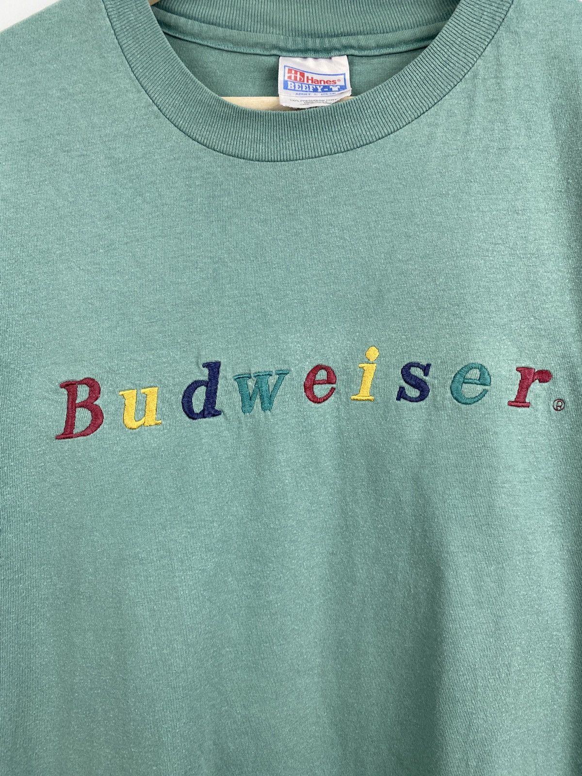 Hanes 🇺🇸 Vintage 90s Budweiser King Beer Benetton Style T-Shirt Y2K Size US L / EU 52-54 / 3 - 4 Thumbnail
