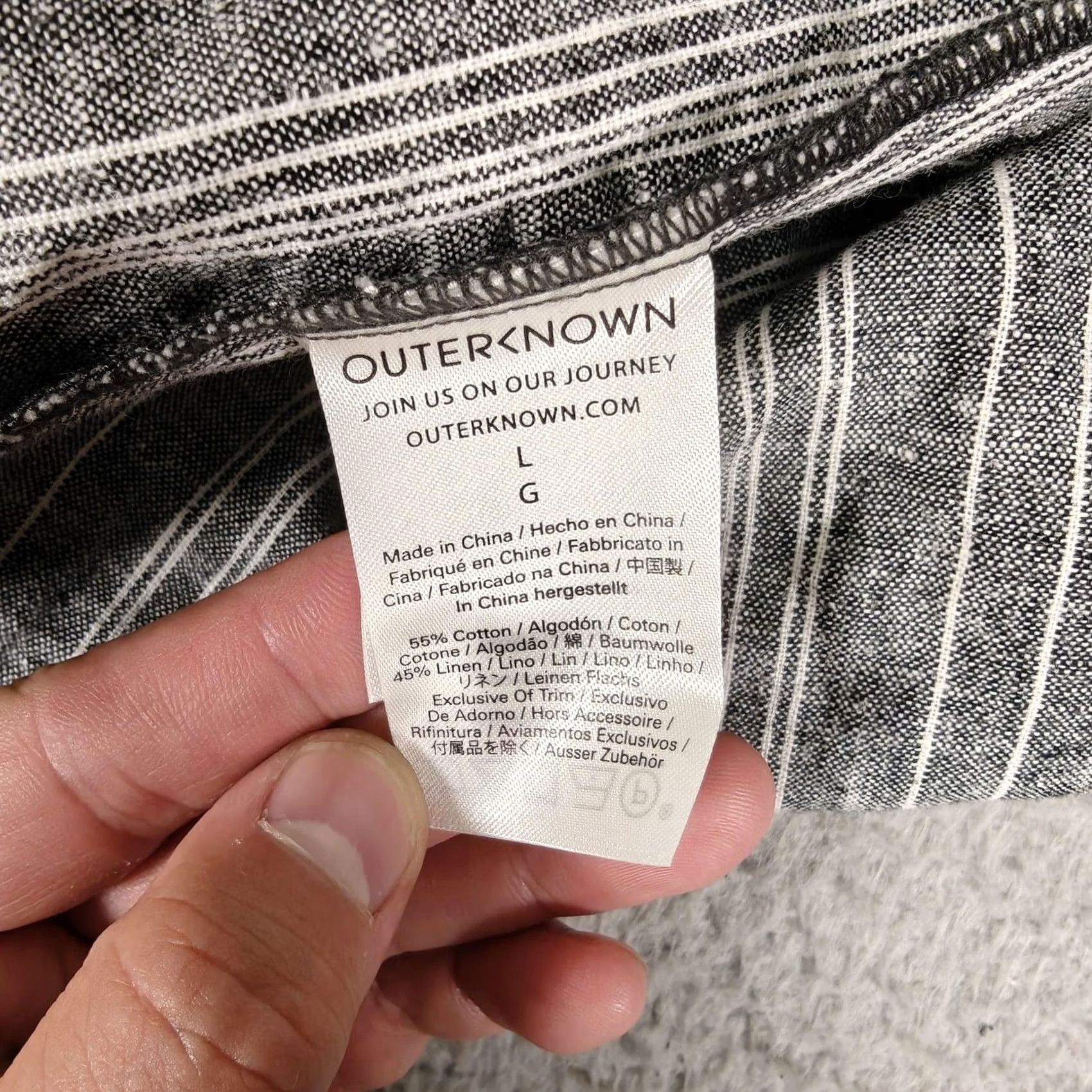 Outerknown Outerknown Womens Large Tank Top Gray White Stripe Linen Cotton Adjustable Size L / US 10 / IT 46 - 6 Thumbnail