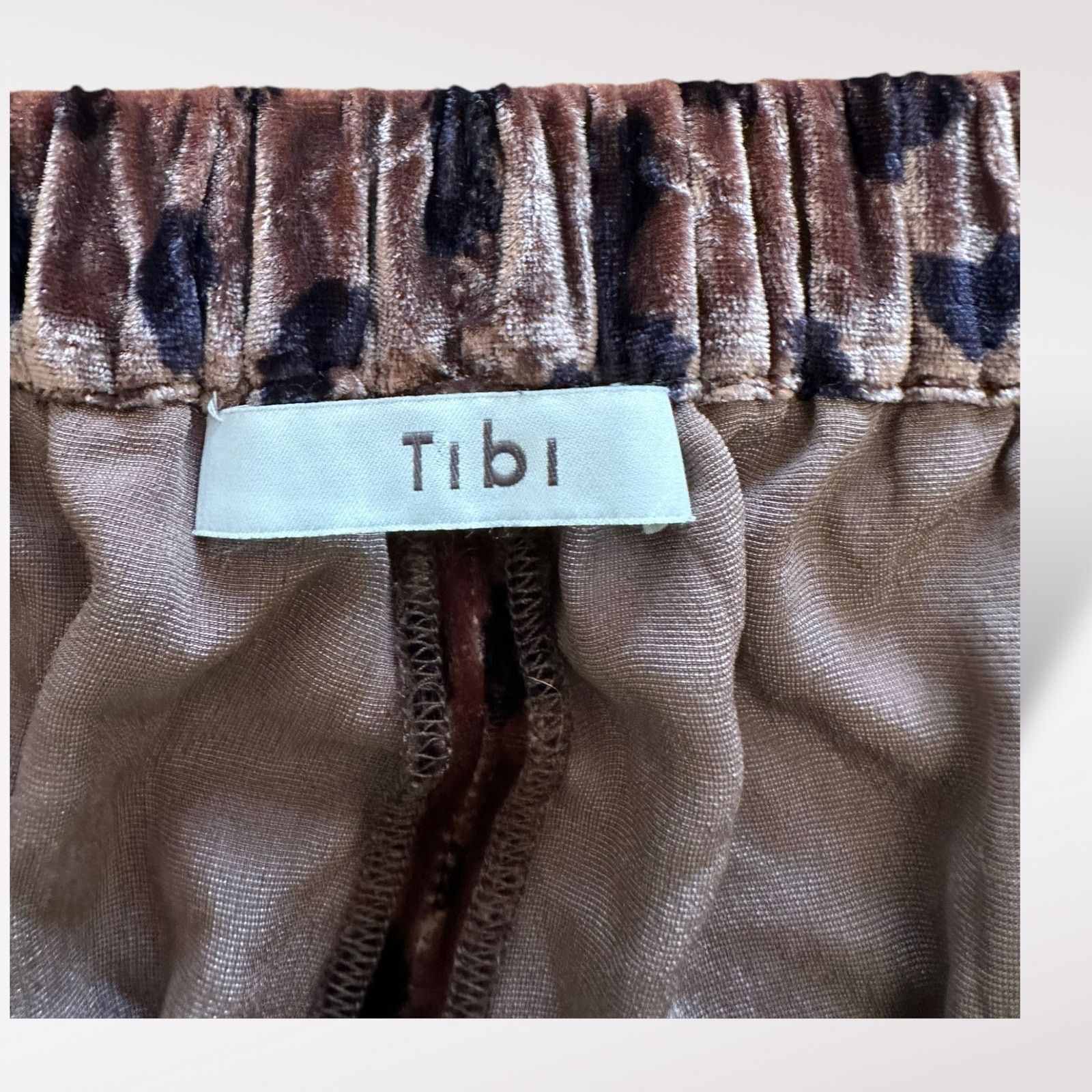 Tibi Tibi Cheetah Velvet Pant Rosewood/Navy Size S Indie Sleaze Size 29" - 2 Thumbnail