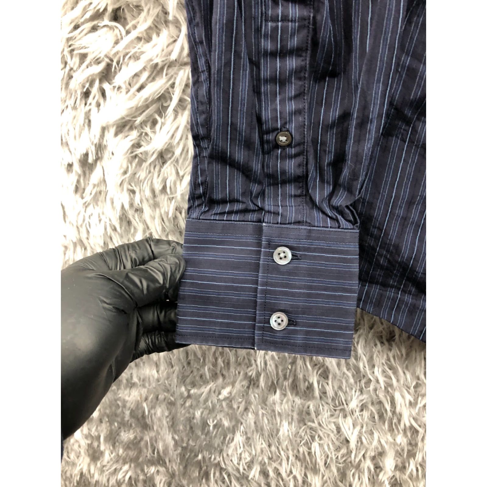 Banana Republic Banana Republic Shirt M Mens Long Sleeve Spread Collar Striped Blue Black Button-Up Casual Practical All Seasons Size US M / EU 48-50 / 2 - 2 Thumbnail