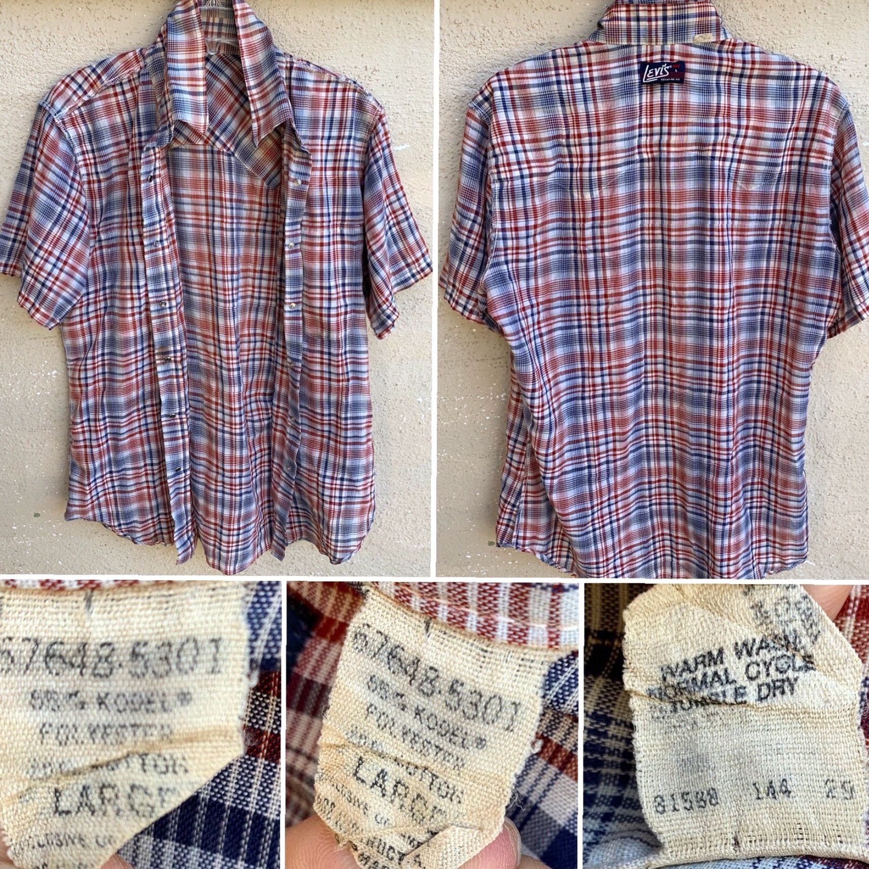 Vintage VINTAGE Levi’s Plaid Shirt Western (faux Pearl Snap) Thin Worn Sz L 67648-5301 Size US S / EU 44-46 / 1 - 7 Thumbnail