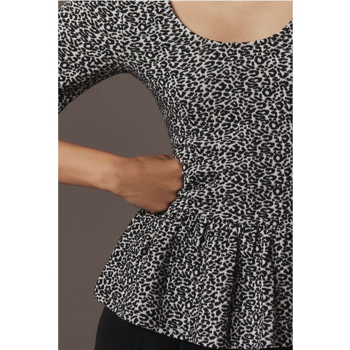 Anthropologie NWT Maeve x Anthropologie Peplum Scoop Neck Top Size XS / US 0-2 / IT 36-38 - 3 Thumbnail