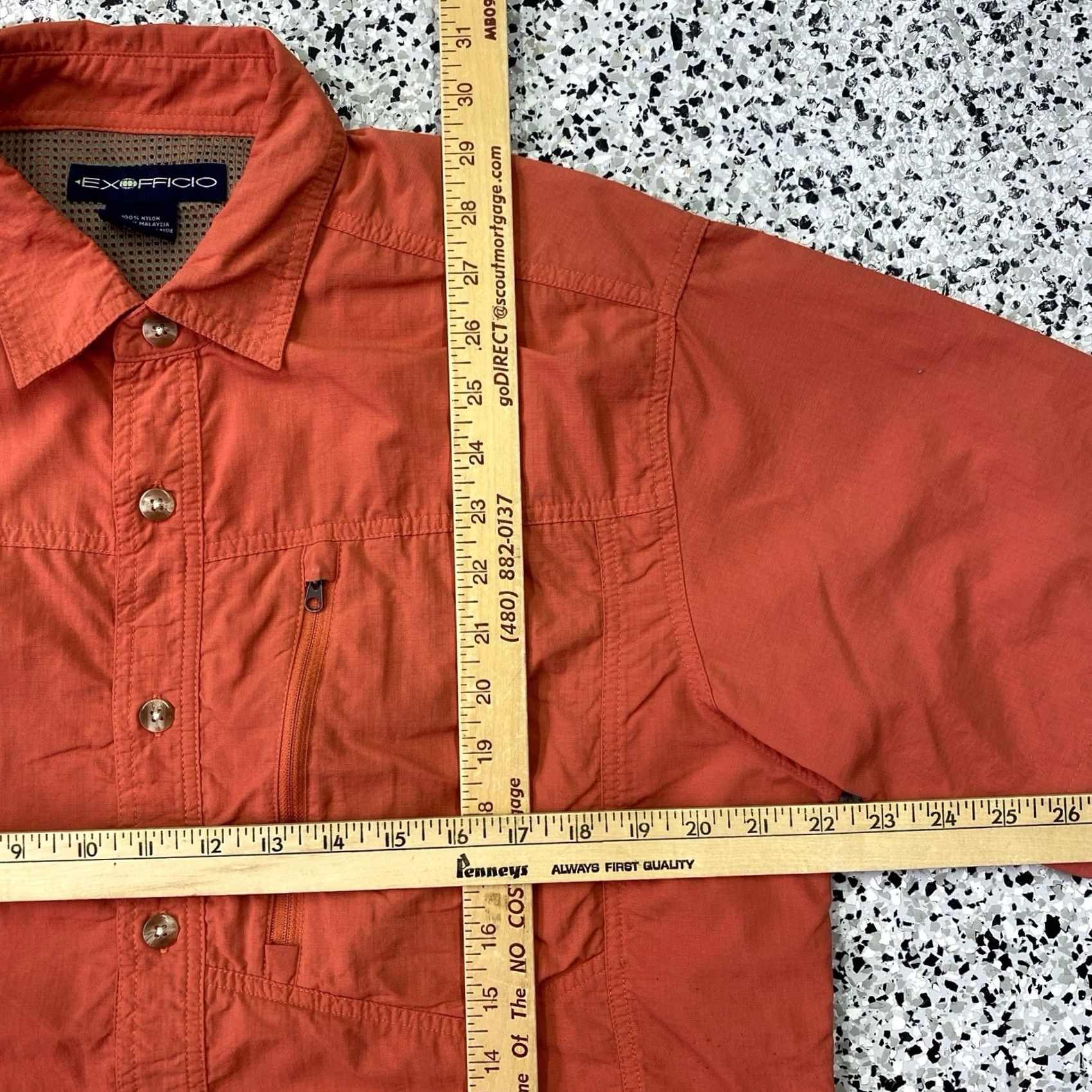 ExOfficio ExOfficio Shirt Performance Mens Large Orange Fishing 100% Polyester Plaid Button-Up Long Sleeve Outdoors Mens Regular Orange Fishing Plaid Shirt Size US L / EU 52-54 / 3 - 2 Thumbnail