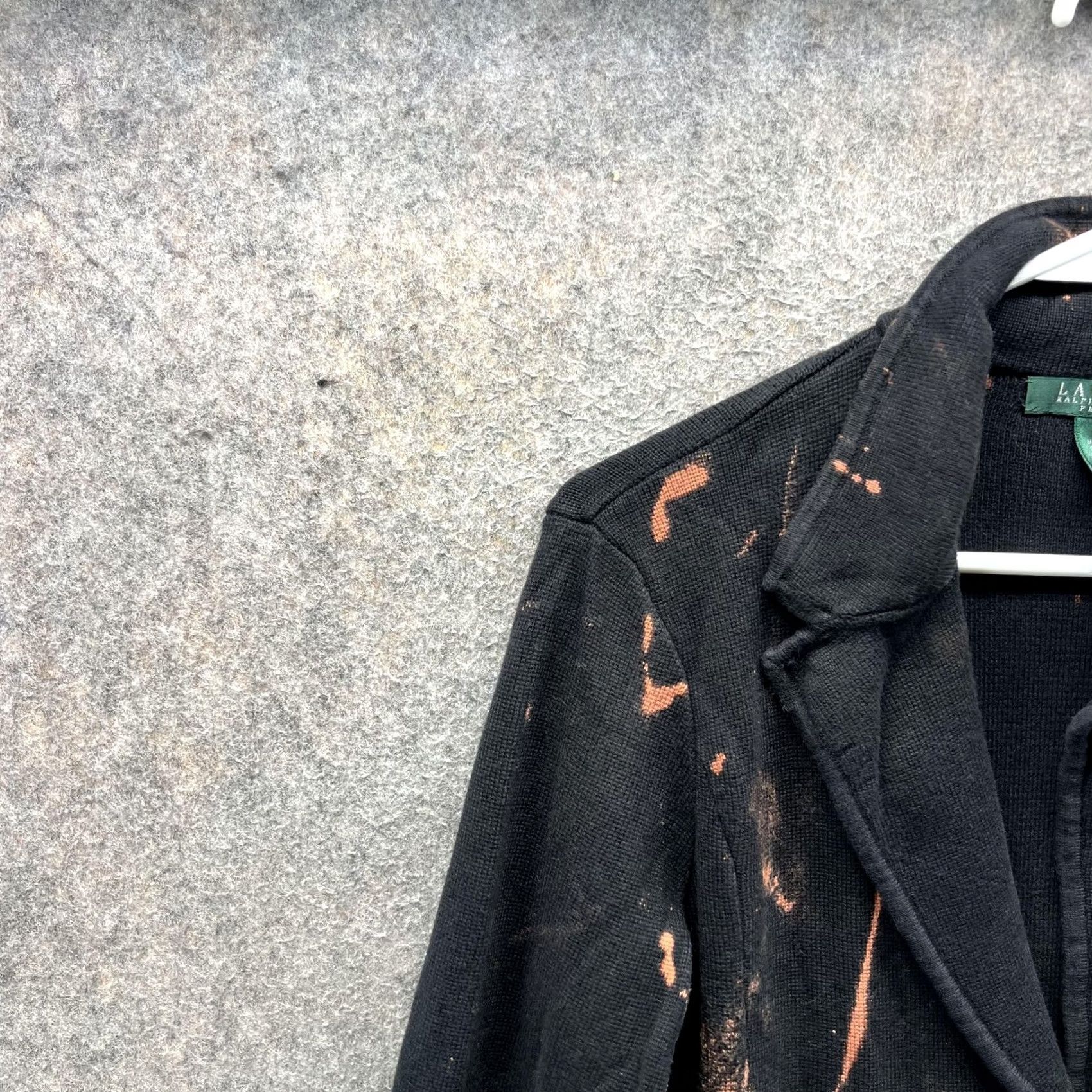 Ralph Lauren Lauren Ralph Lauren Womens Petite L Black Knit Blazer Jacket Bleach Stain Size L / US 10 / IT 46 - 6 Thumbnail
