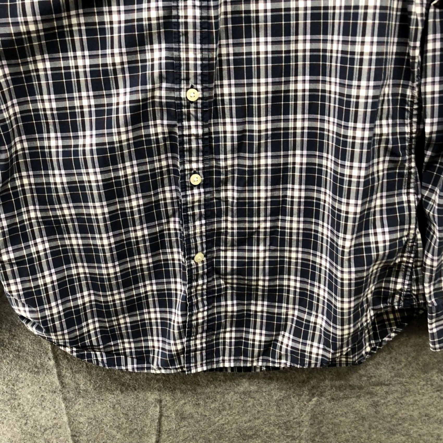 Banana Republic Banana Republic Shirt Mens M Slim Fit Navy Blue White Plaid Button-Up Long Sleeve Shirt Size US M / EU 48-50 / 2 - 4 Thumbnail