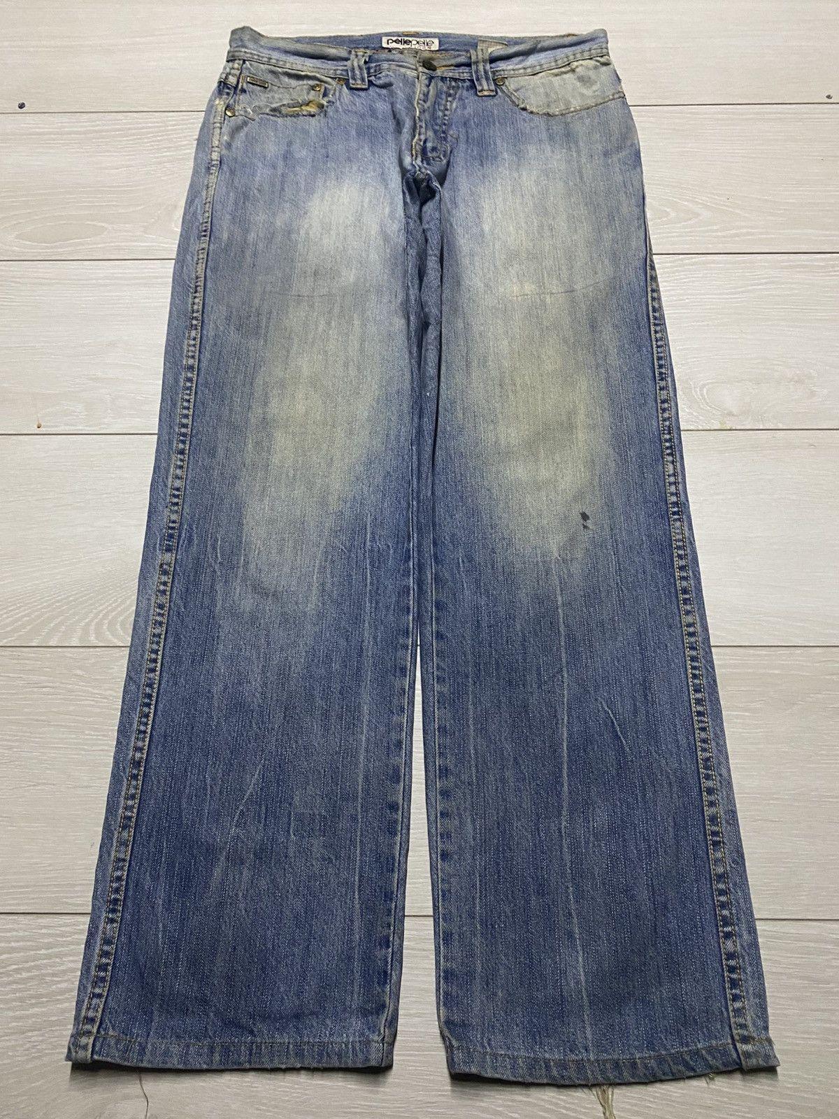 Pelle Pelle Vintage Pelle Pelle Mud Wash Embroidery Logo Straight Jeans Size US 32 / EU 48 - 1 Thumbnail