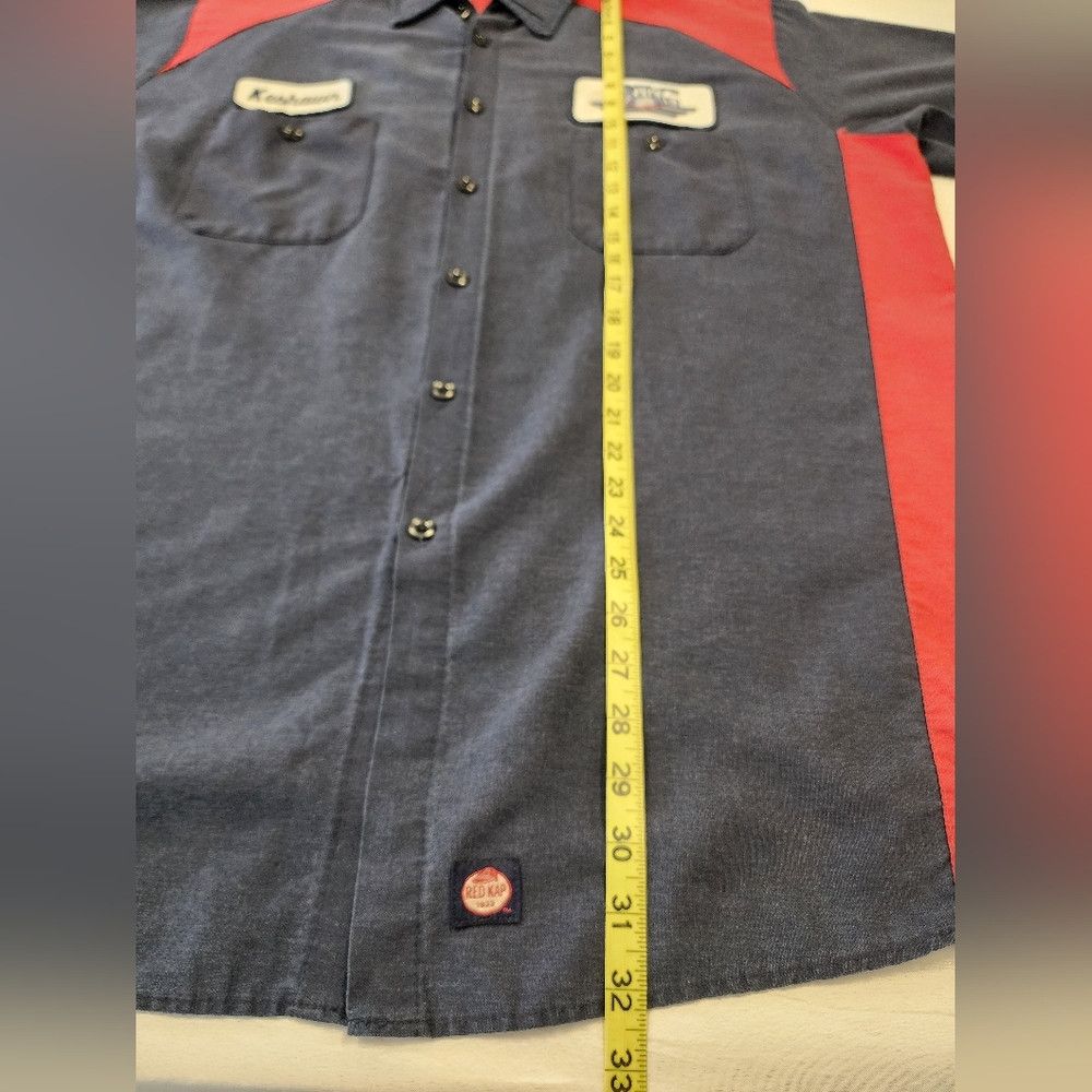 Red Kap Red Kap Men's Blue & Red Work Shirt 2 Sewn On Patched Baggy Size US XL / EU 56 / 4 - 8 Thumbnail