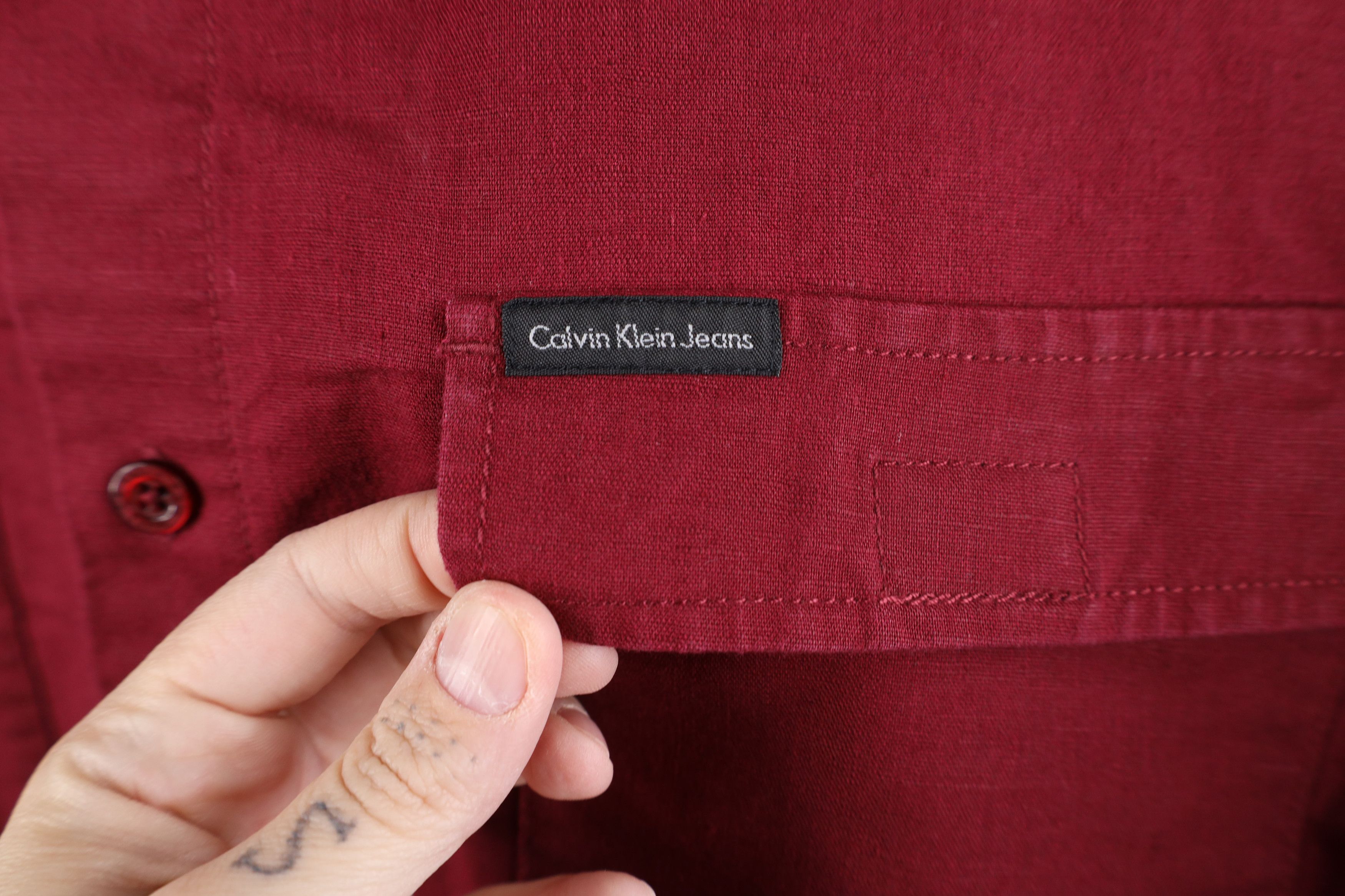 Calvin Klein × Vintage Vintage 90s Calvin Klein Flax Linen Collared Button Shirt Size US L / EU 52-54 / 3 - 5 Thumbnail