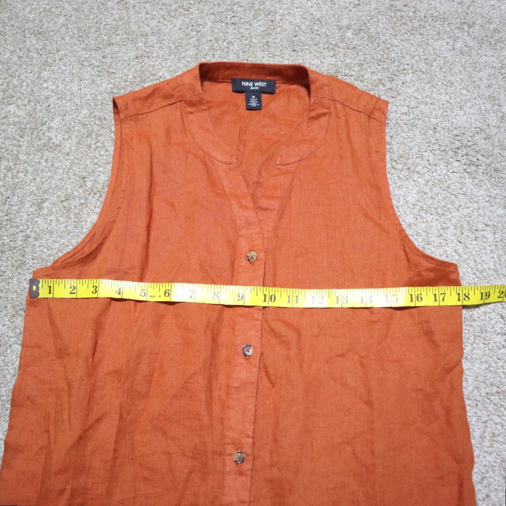Nine West Nine West Shirt Women M Orange Button Up Sleeveless Beaded Casual Blouse 90s? No, 00s? Not applicable. Size M / US 6-8 / IT 42-44 - 6 Thumbnail