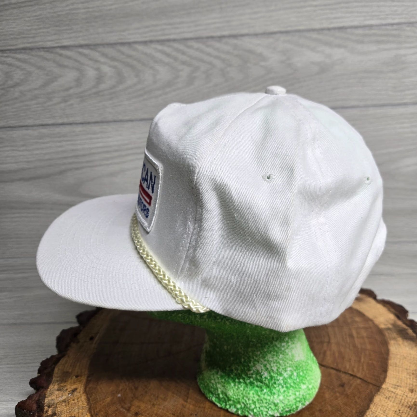 Vintage VINTAGE Ti White Hat Snapback Cap Adult One Size White Adjustable Hat Distributors Transportation Cars Men Size ONE SIZE - 5 Thumbnail