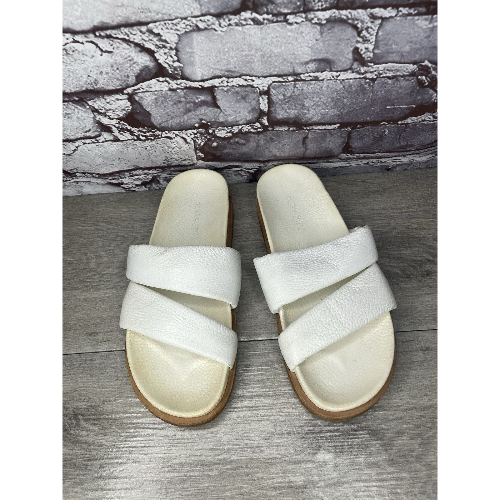 Other Humanoid White Leather Platform Strap Slides Wedge Sandals W Size US 8.5 / IT 38.5 - 16 Thumbnail