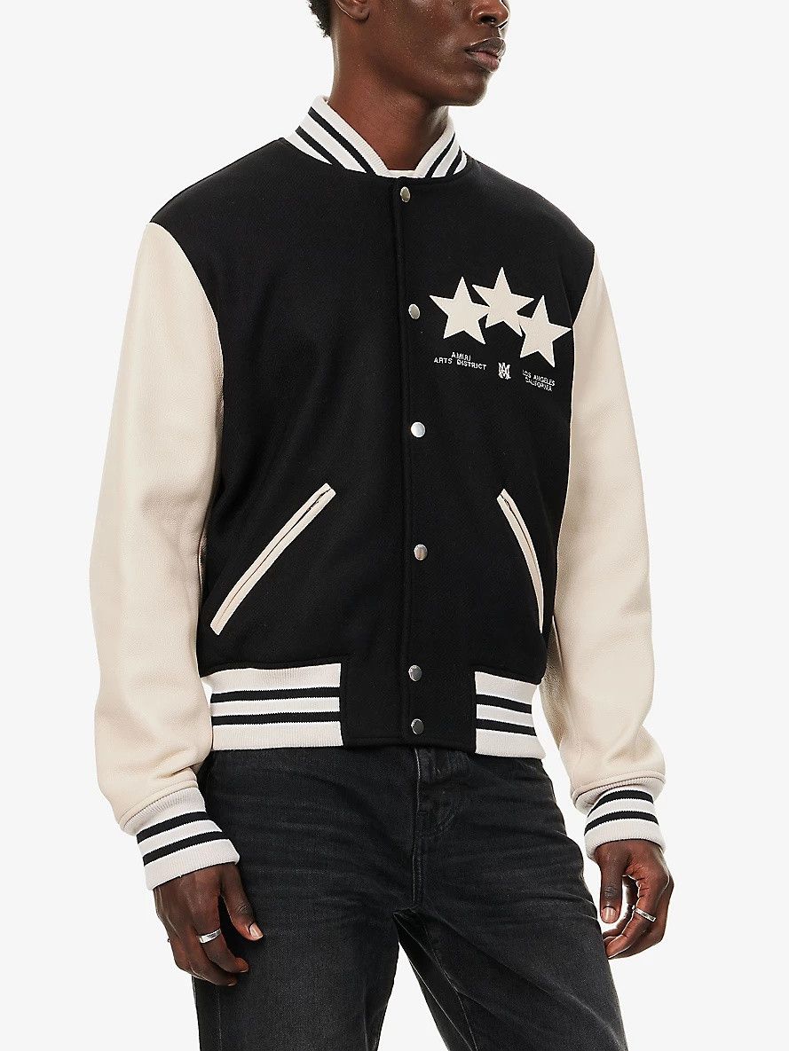 Amiri o1orln1025 Stars Wool Blend Jacket in White/Black Size US M / EU 48-50 / 2 - 3 Thumbnail