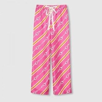 Gucci o1la5ras0526 Horsebit Stripe Print Silk Pants in Multicolor Size 27" / US 4 / IT 40 - 1 Preview