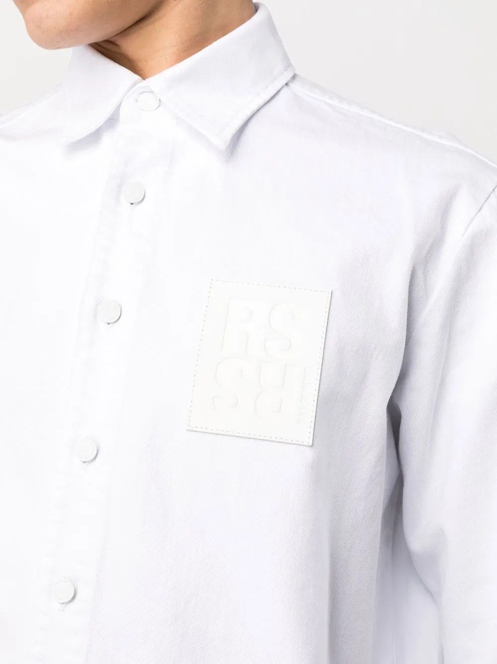 Raf Simons o1y0325 Logo Solid Color Shirt in White Size US M / EU 48-50 / 2 - 2 Thumbnail