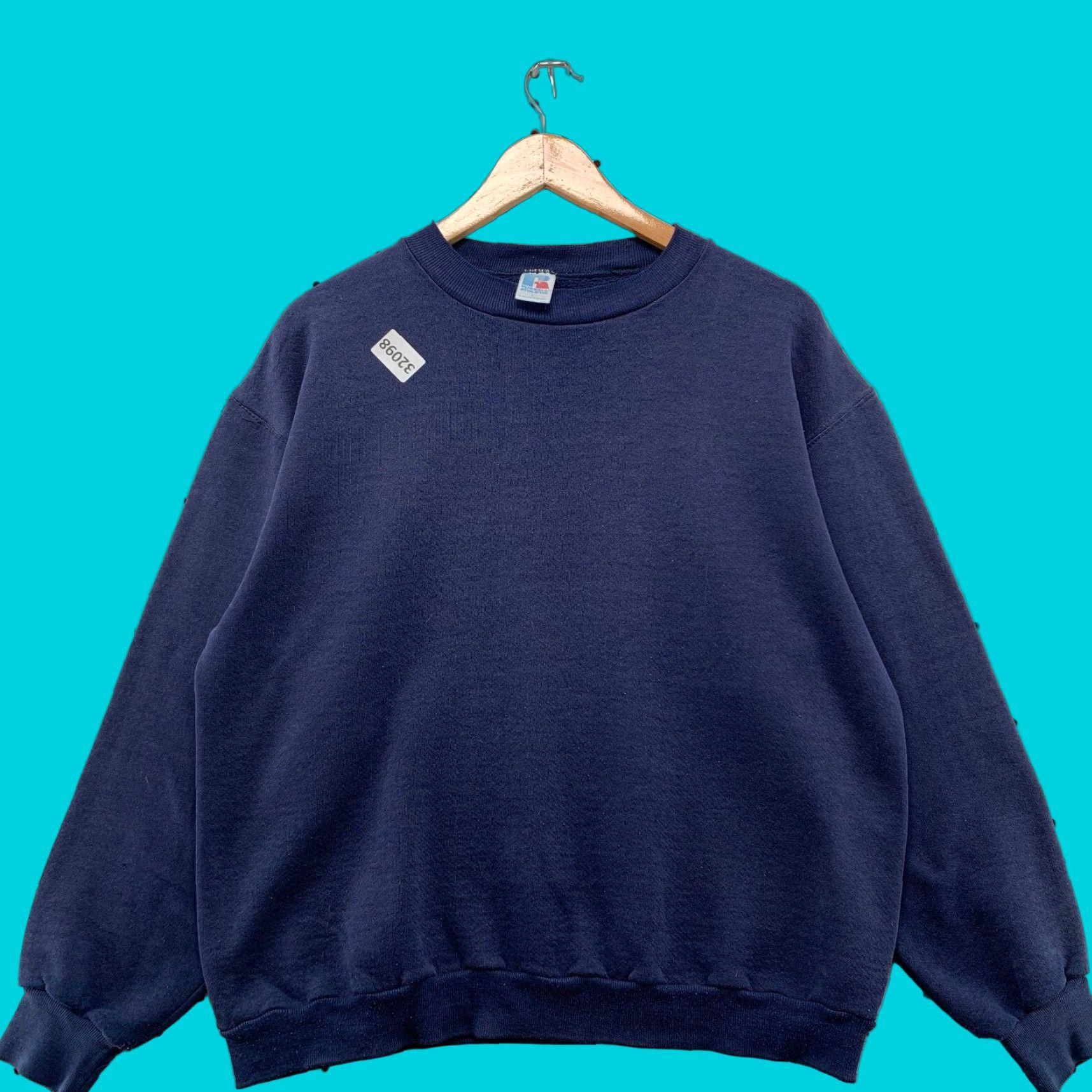 VINTAGE Russell Athletic Crewneck Sweatshirt Mens Large Blue 80s