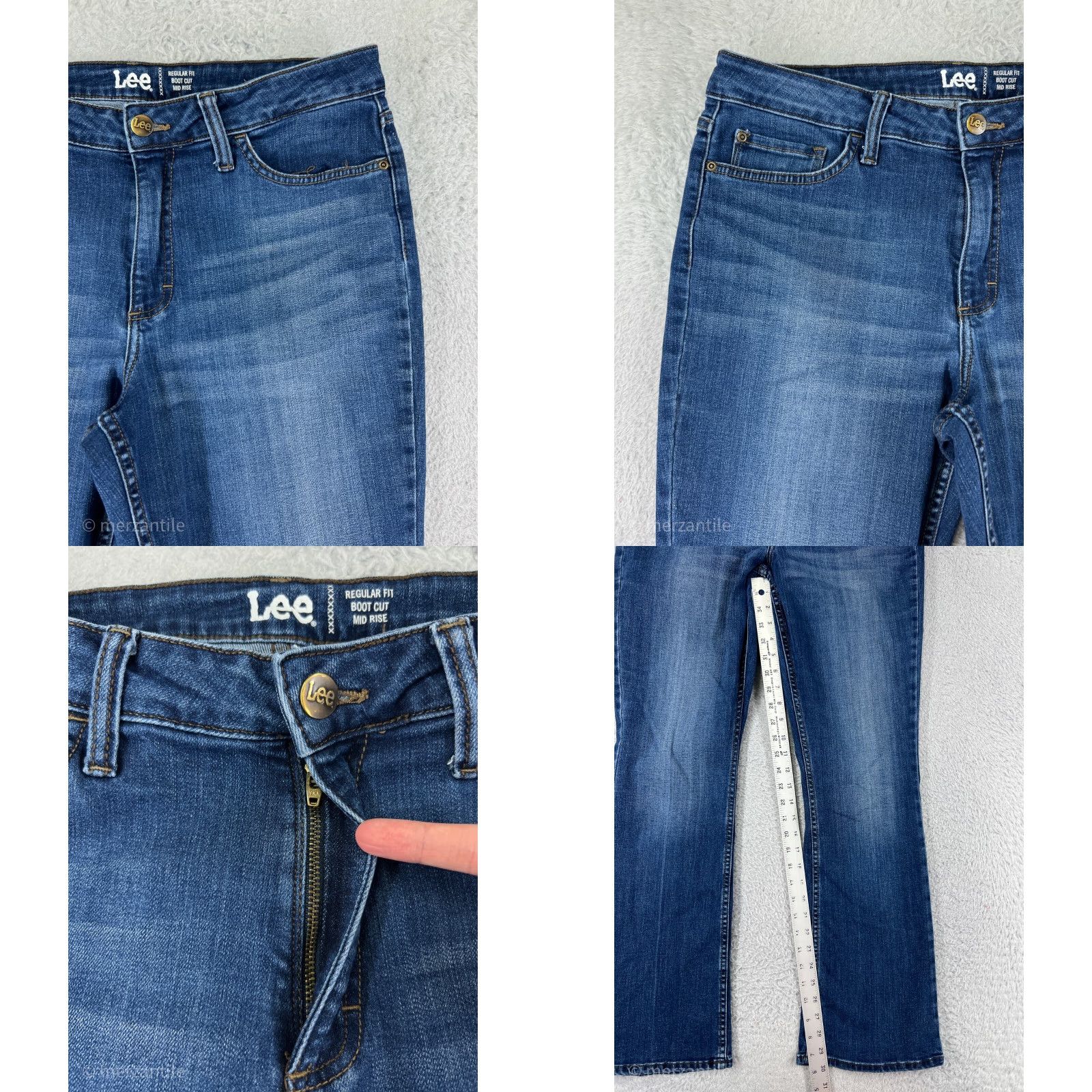 Lee Lee Womens Jeans Bootcut Blue Denim 32 Mid Rise Stretch Casual Southwest style Size 24" / US 00 / IT 34 - 8 Thumbnail